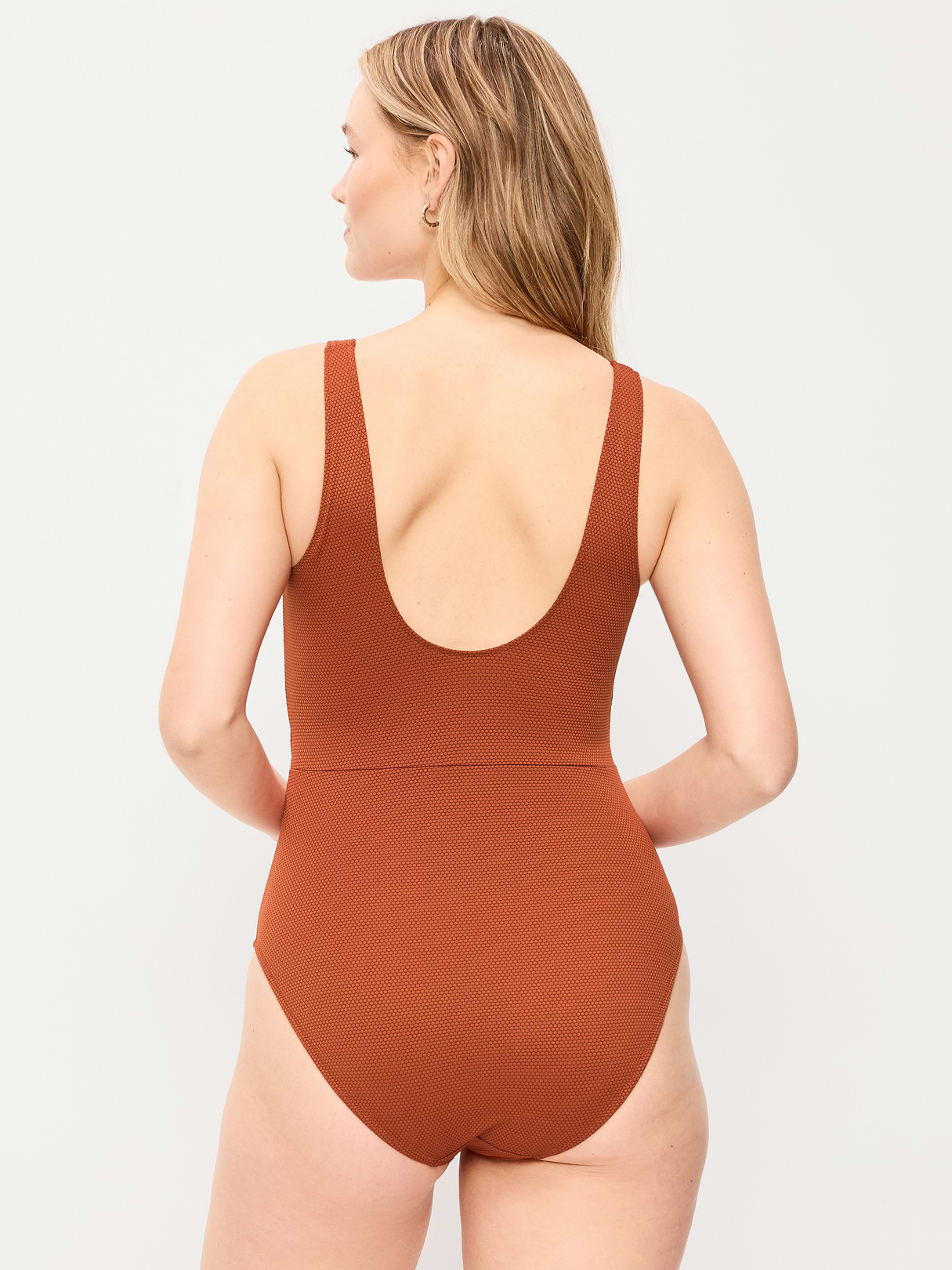 Textured One-Piece Cut-Out Swimsuit - Russet Moon