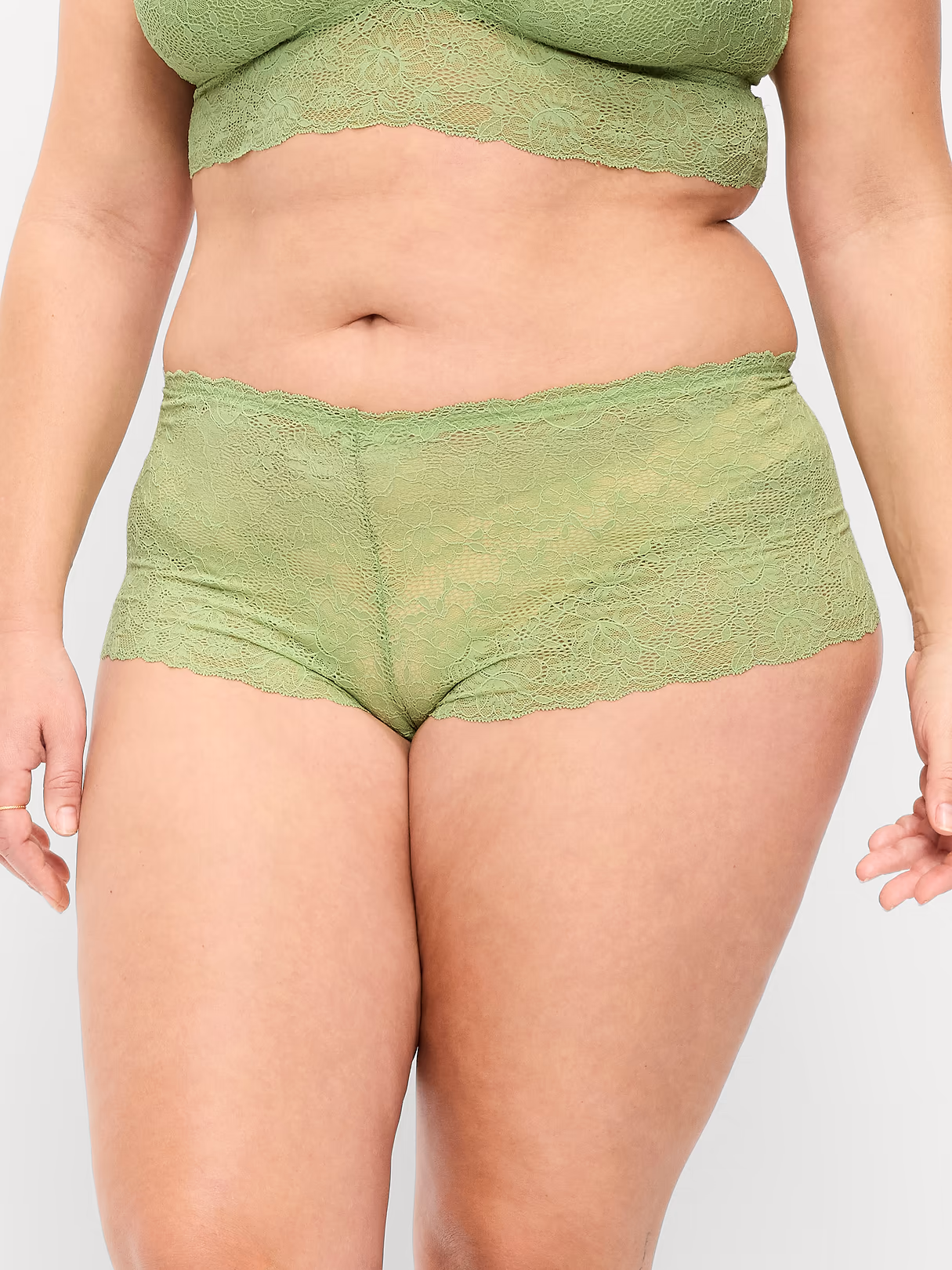 Lace Boyshort Underwear - Dandelion Leaf