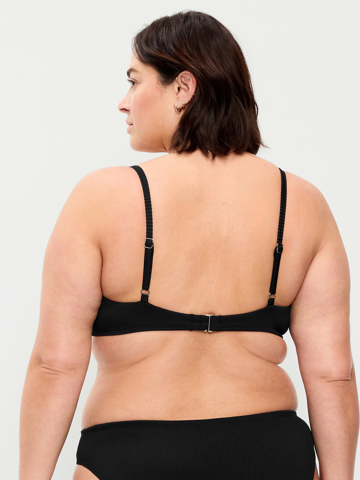 Ribbed Bra Bikini Swim Top - Black Jack