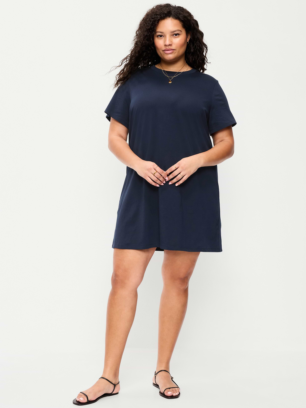 Vintage Crew-Neck Mini T-Shirt Dress - In the Navy