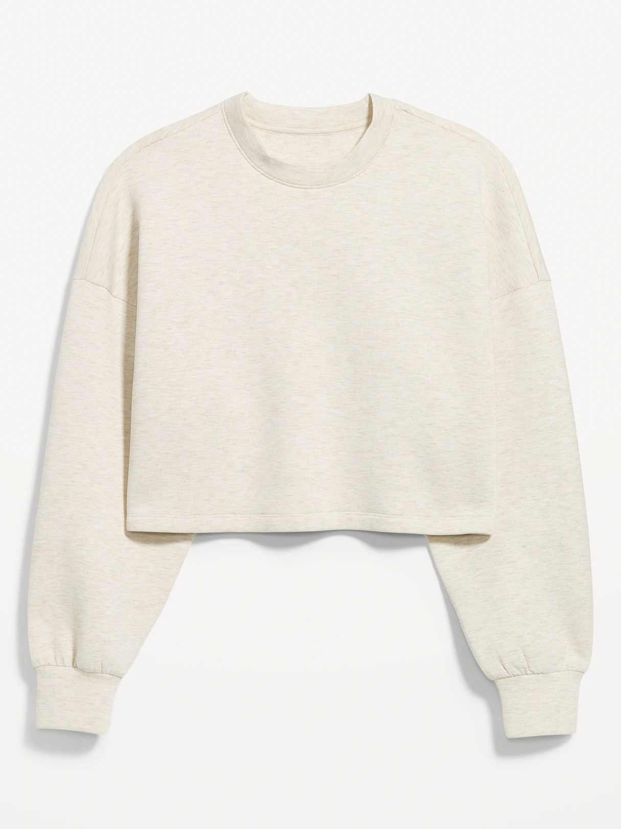 Bounce Fleece Quilted Crew-Neck Top - Oatmeal Heather