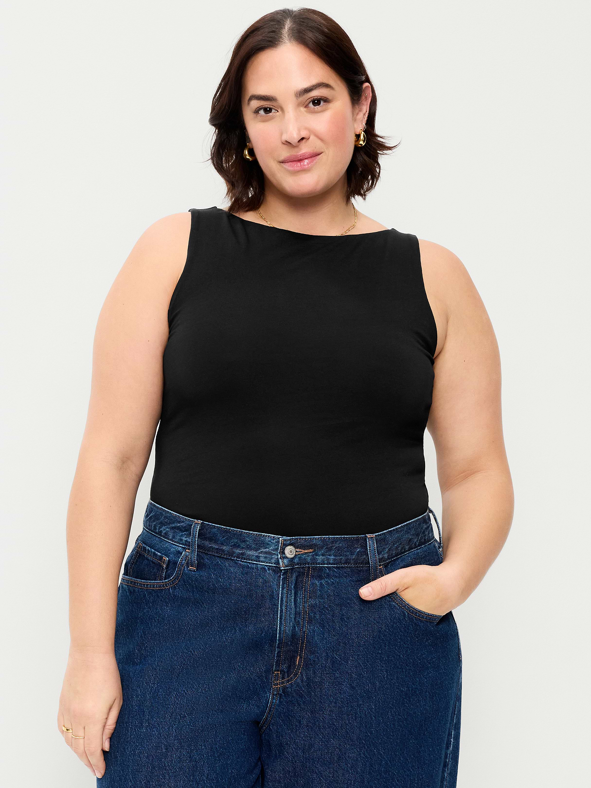 Hug Double-Layer Boatneck Top - Black Jack