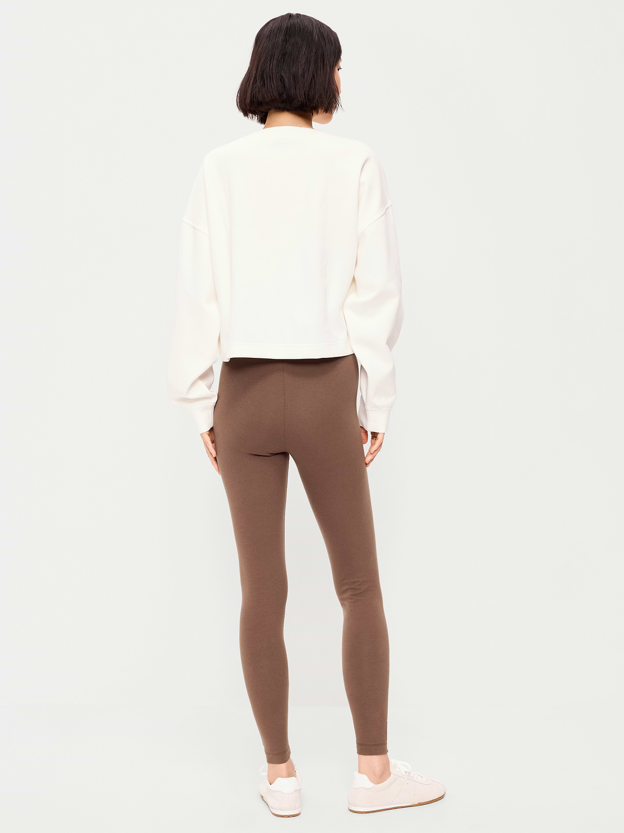 High-Waisted Jersey Fashion Layering Leggings - Peppercorn