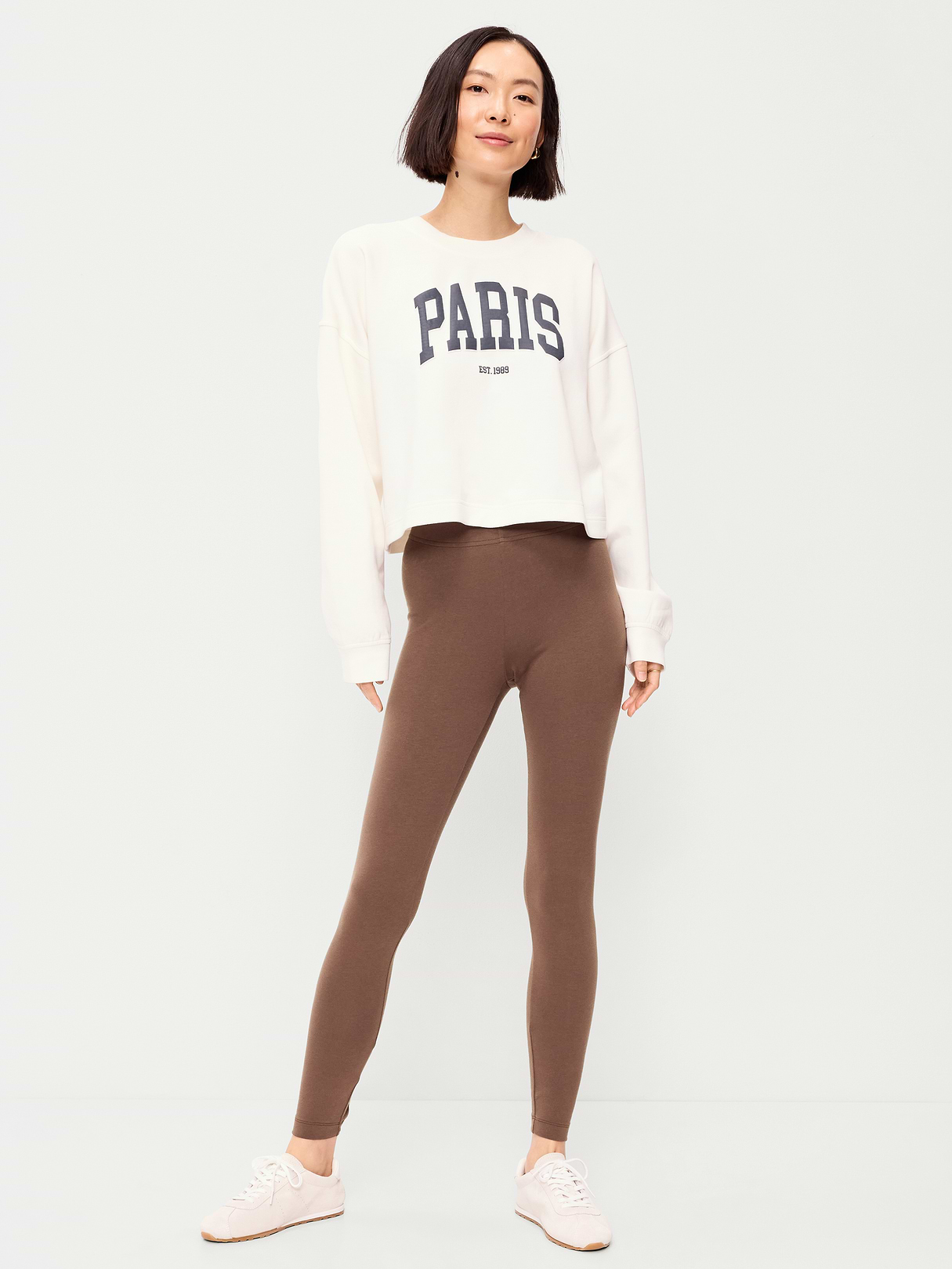 High-Waisted Jersey Fashion Layering Leggings - Peppercorn
