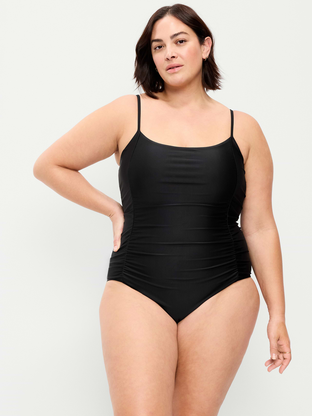 Ruched One-Piece Swimsuit - Black Jack