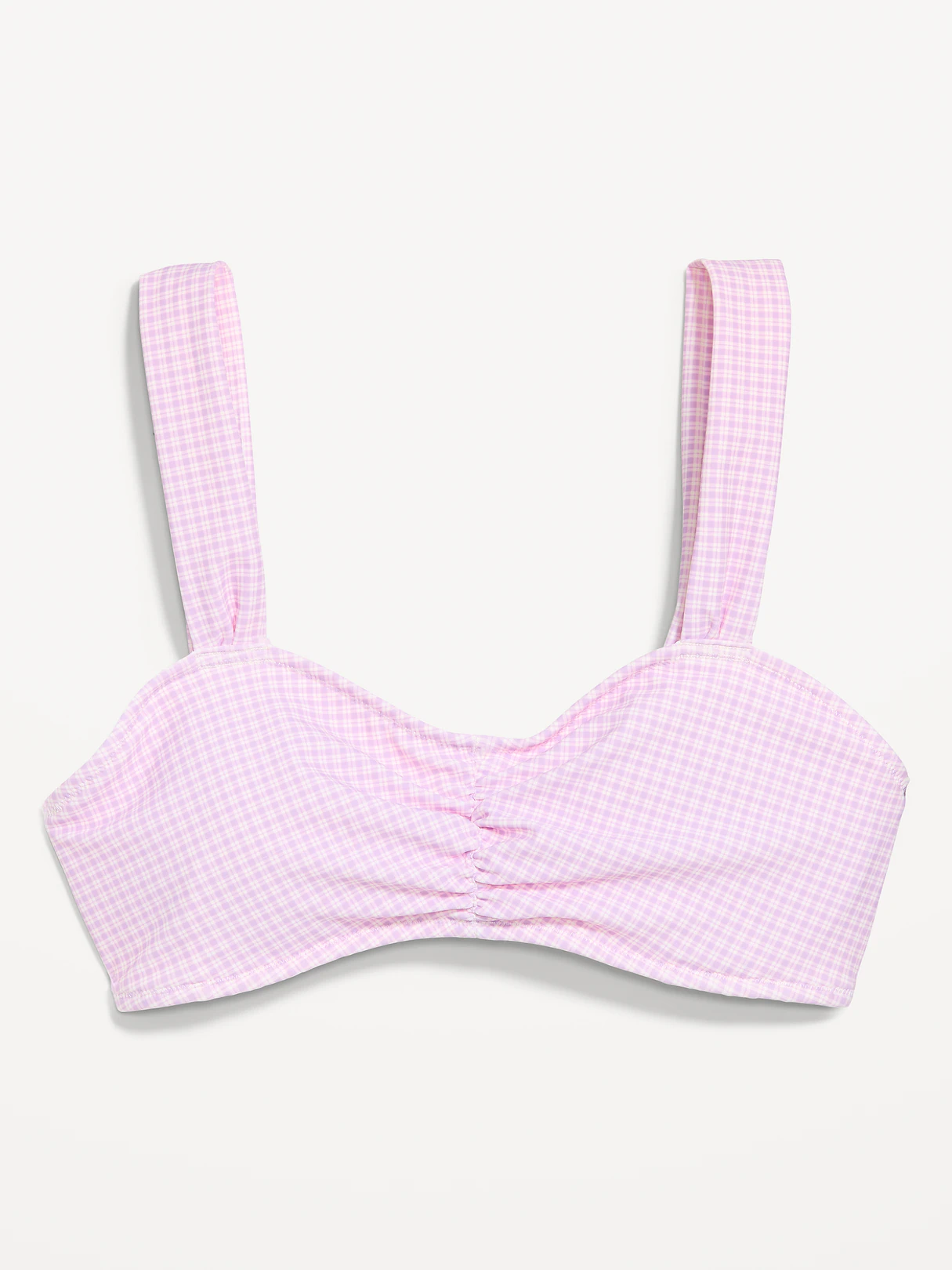 Cinched Swim Top - Purple Gingham
