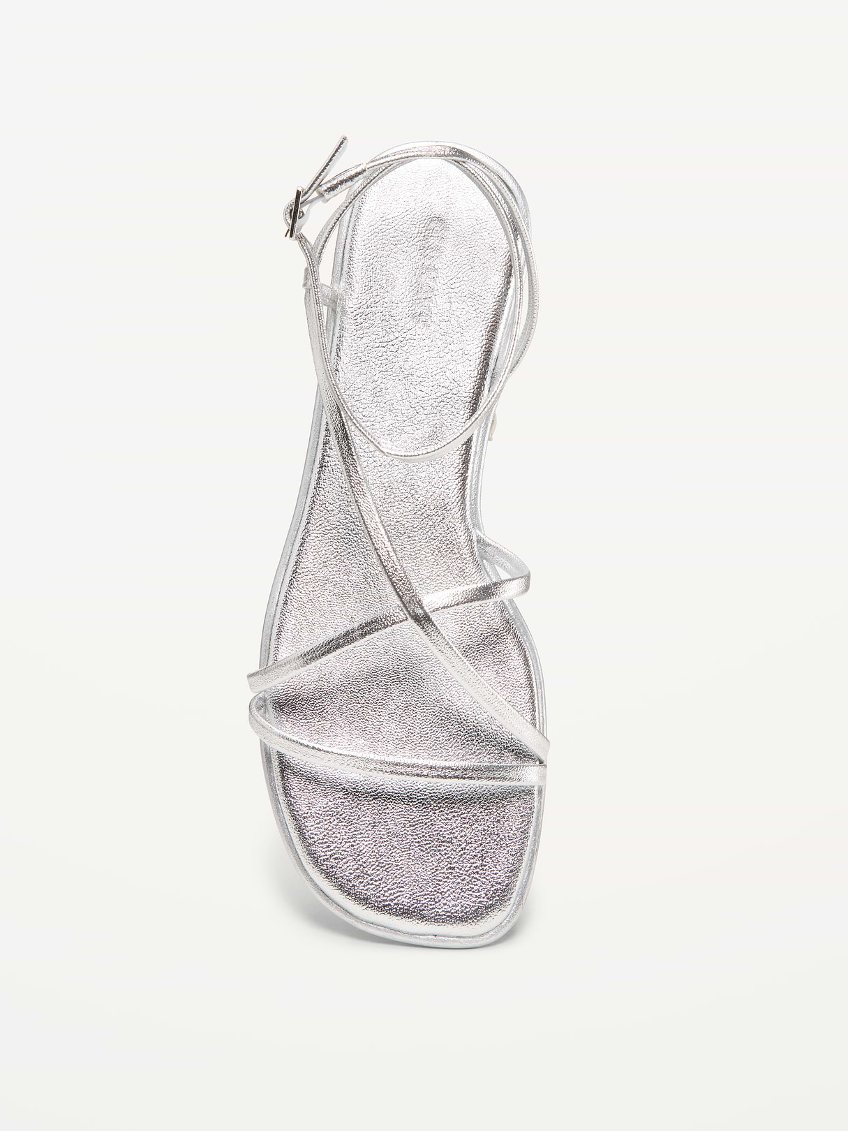 Strappy Faux-Leather Sandals - Silver