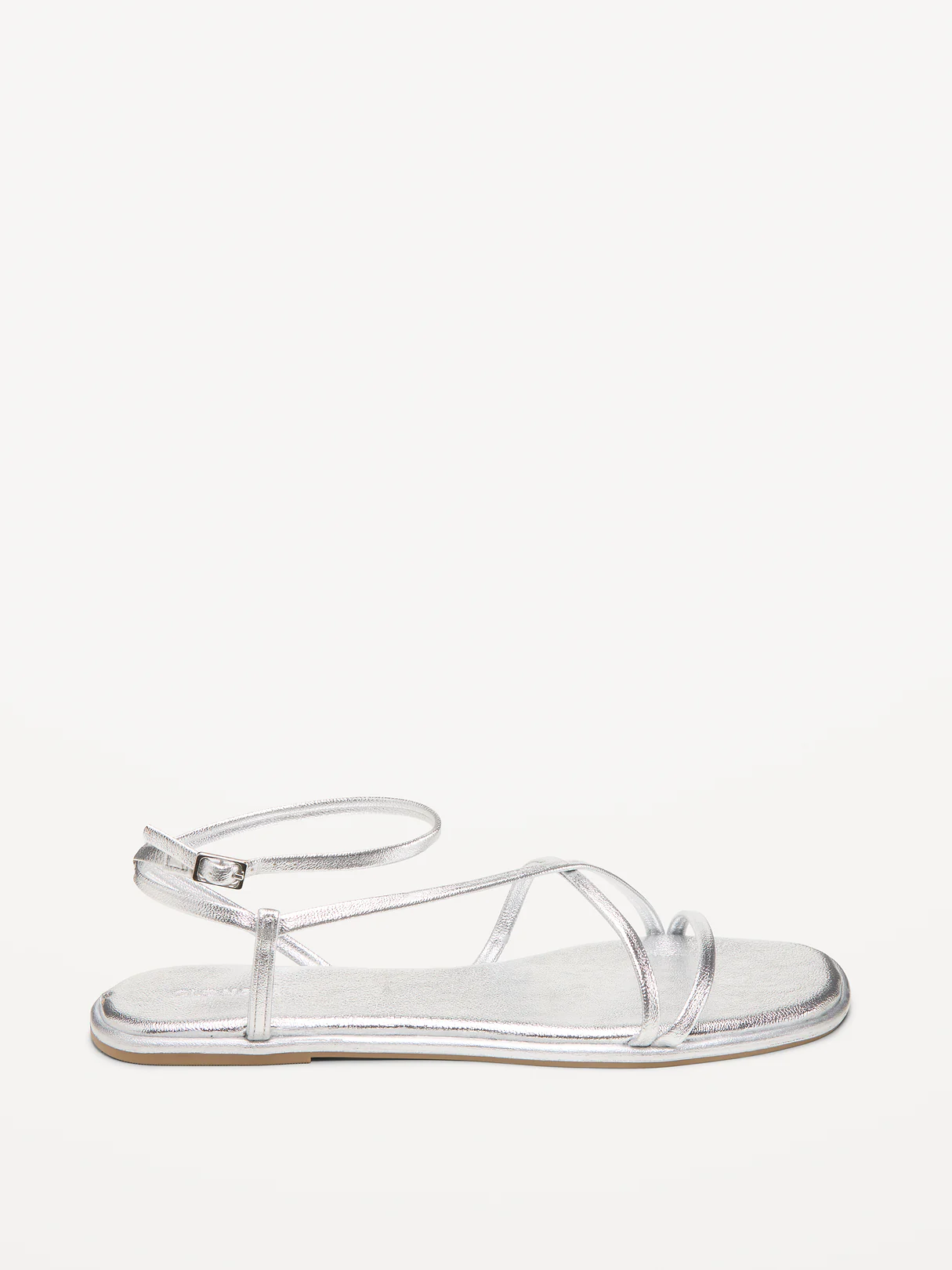 Strappy Faux-Leather Sandals - Silver