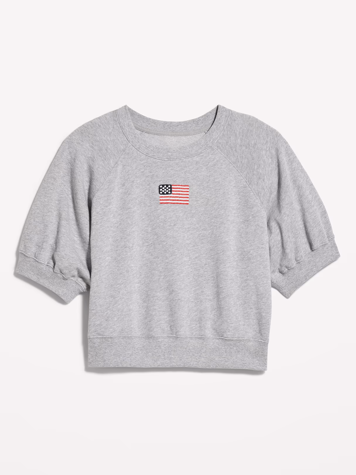 Short-Sleeve Cropped Raglan Sweatshirt - Heather Gray