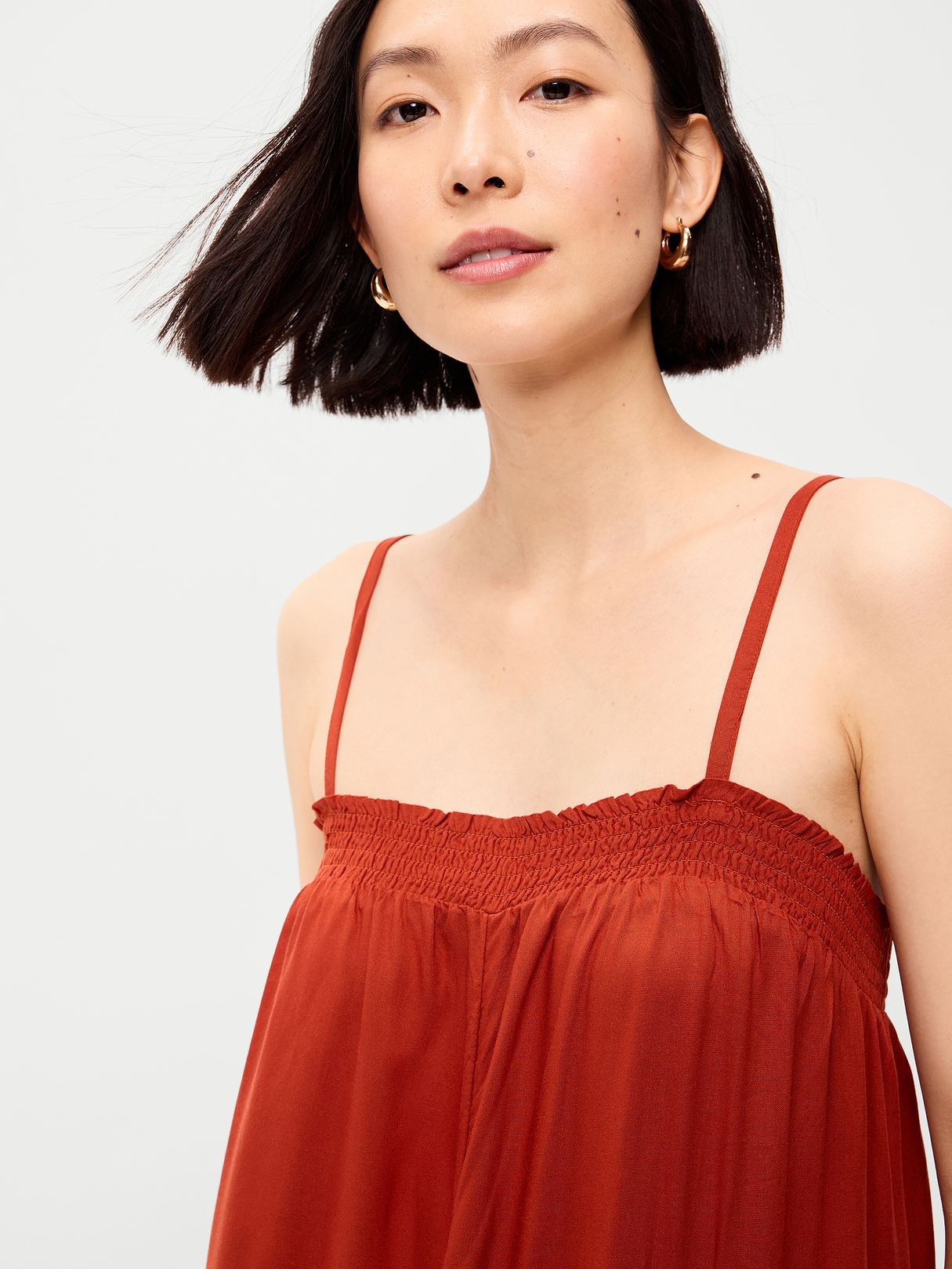 Airy Smocked Jumpsuit - Russet Moon