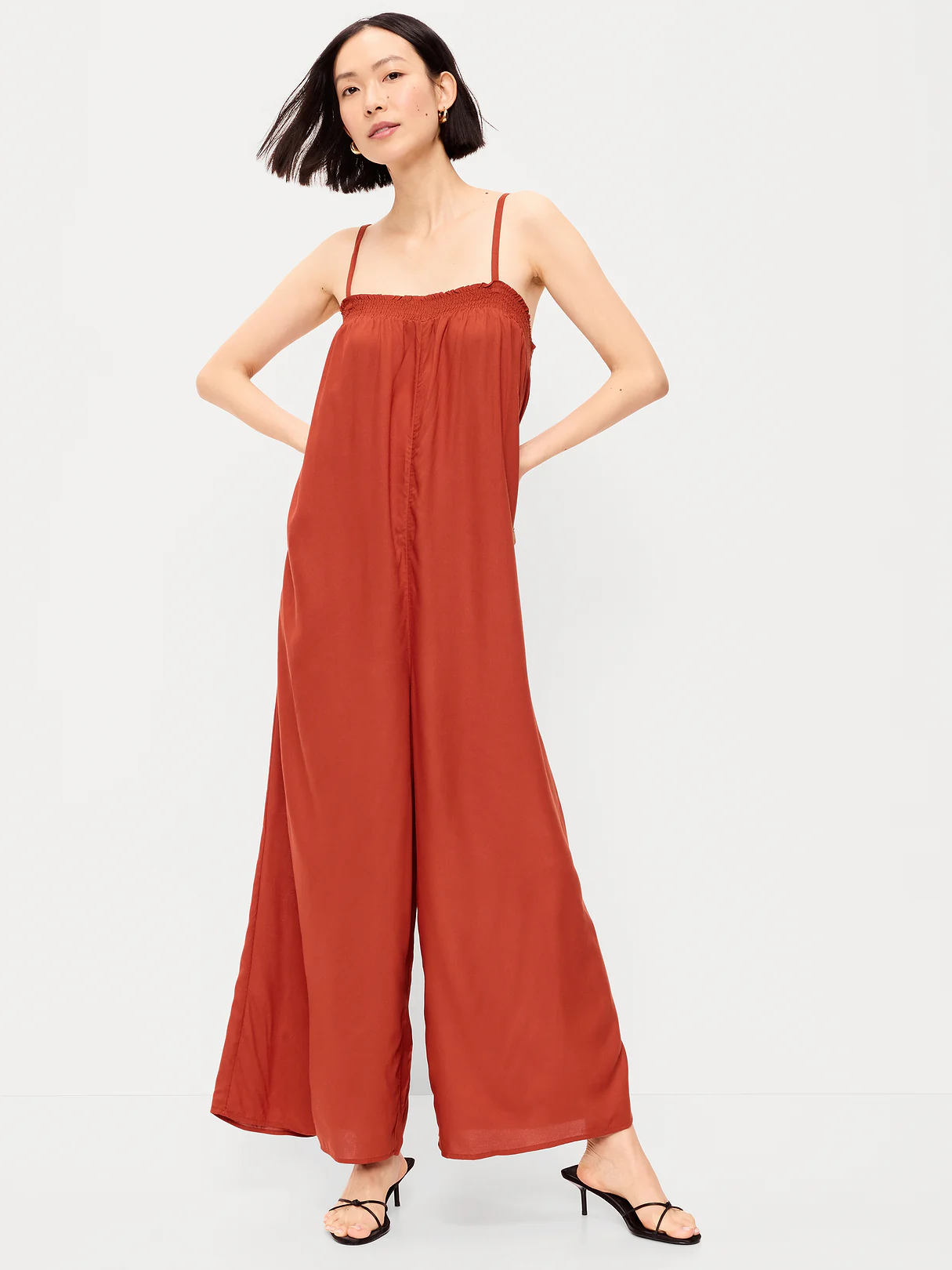 Airy Smocked Jumpsuit - Russet Moon