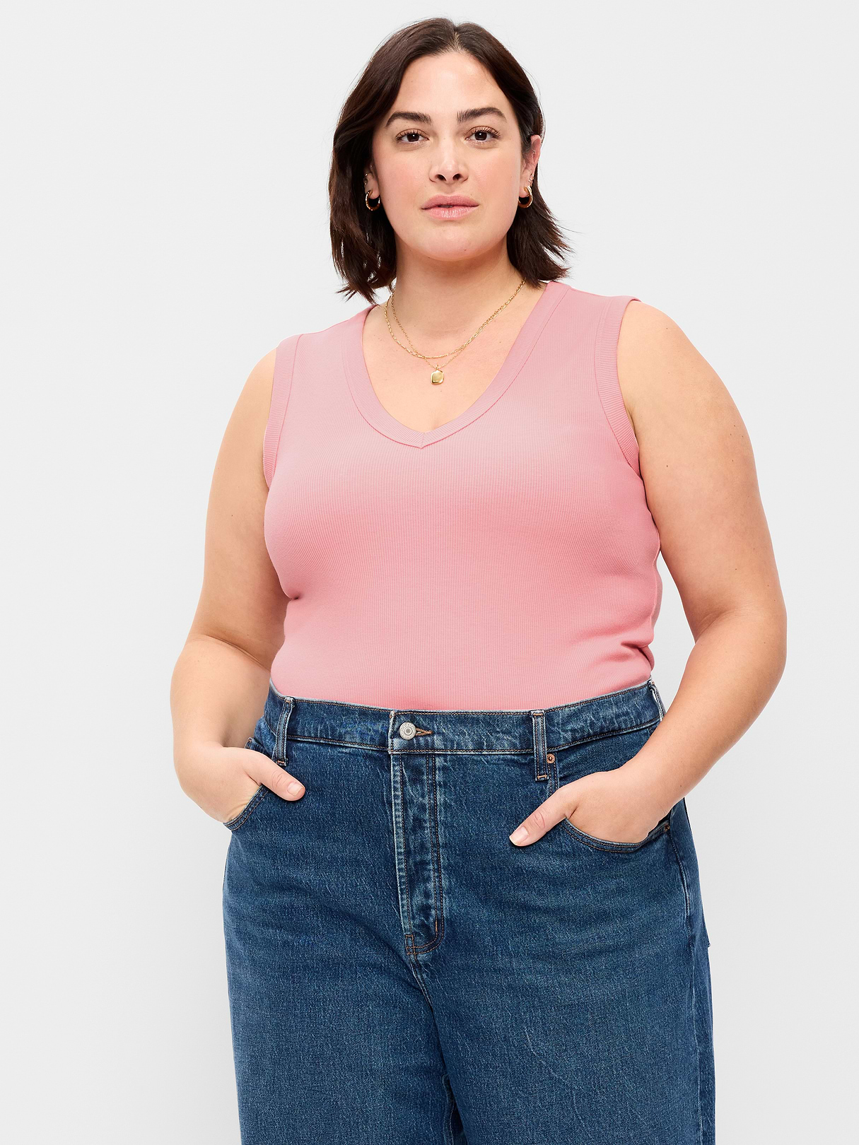 Snug Crop V-Neck Ribbed Tank Top - Gladiola