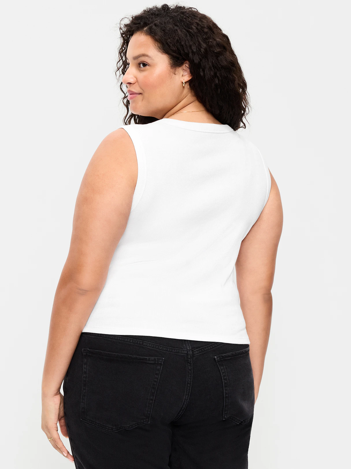 Snug Crop V-Neck Ribbed Tank Top - Calla Lilies