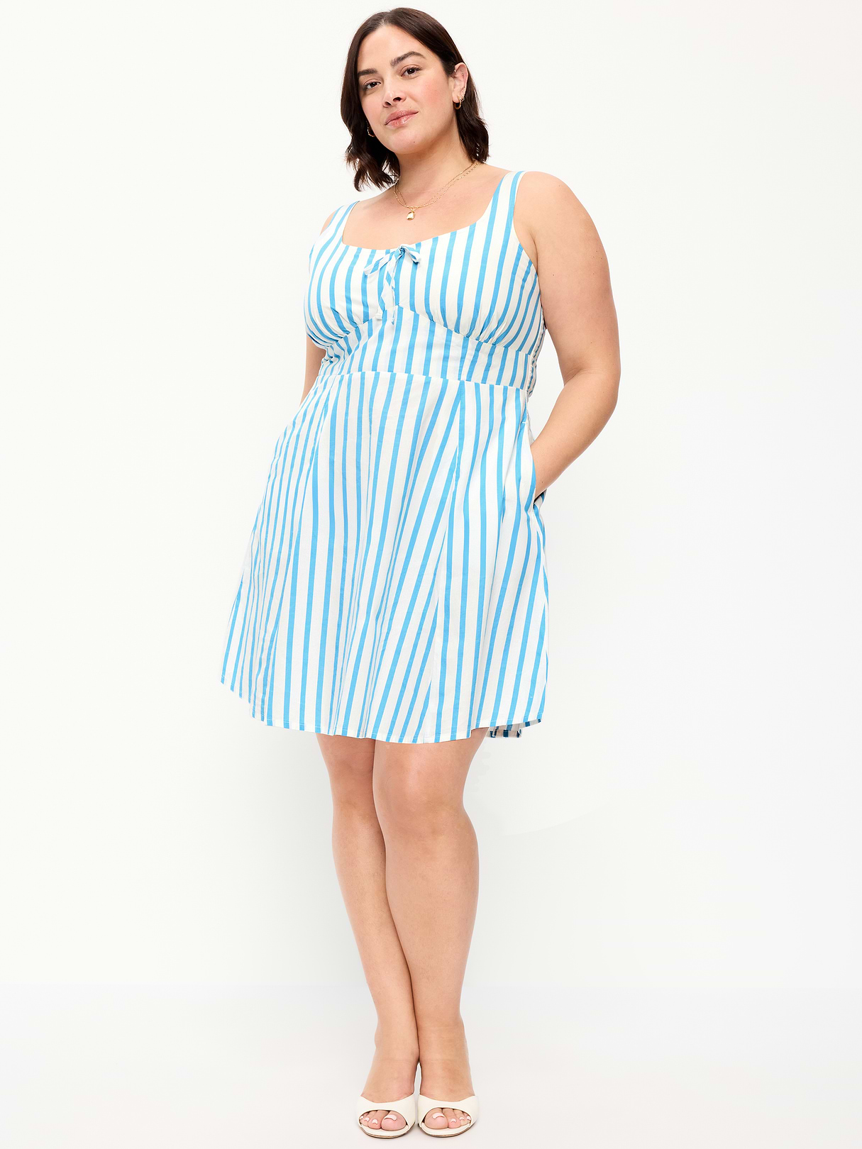 Fit & Flare Cami Mini Dress - Blue Stripe