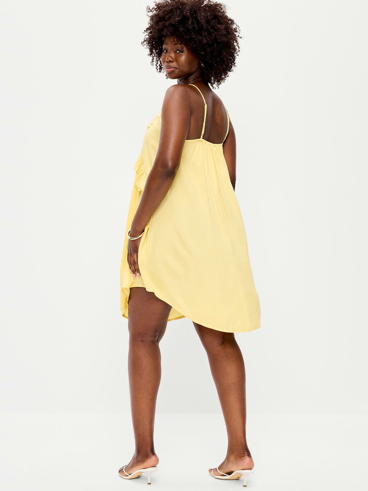 Ruffle-Trim Asymmetrical Mini Dress - Mystic Yellow