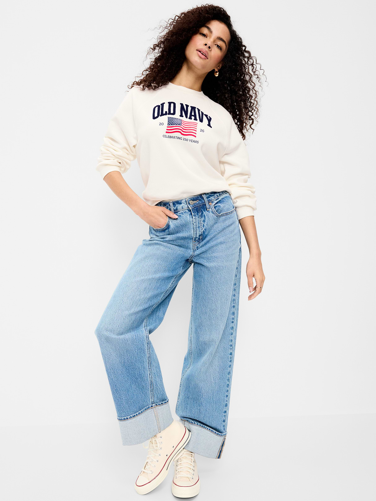 Flag Logo Graphic Sweatshirt - Bright White
