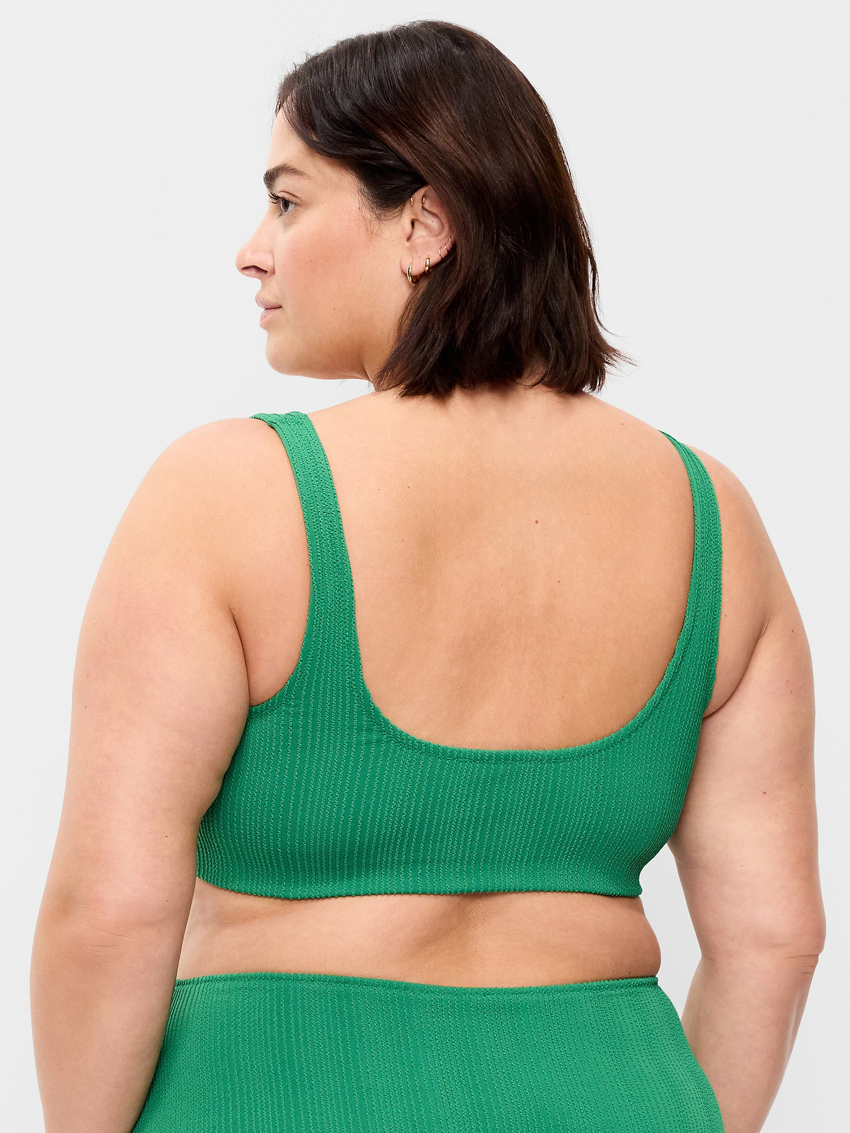 Ribbed Scoop-Neck Swim Top - Emerald Pigment