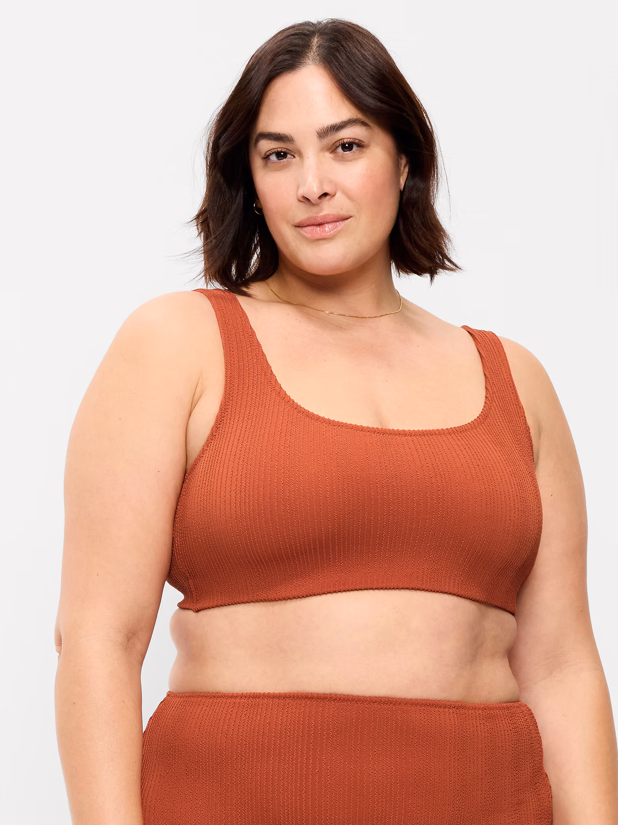 Ribbed Scoop-Neck Swim Top - Russet Moon