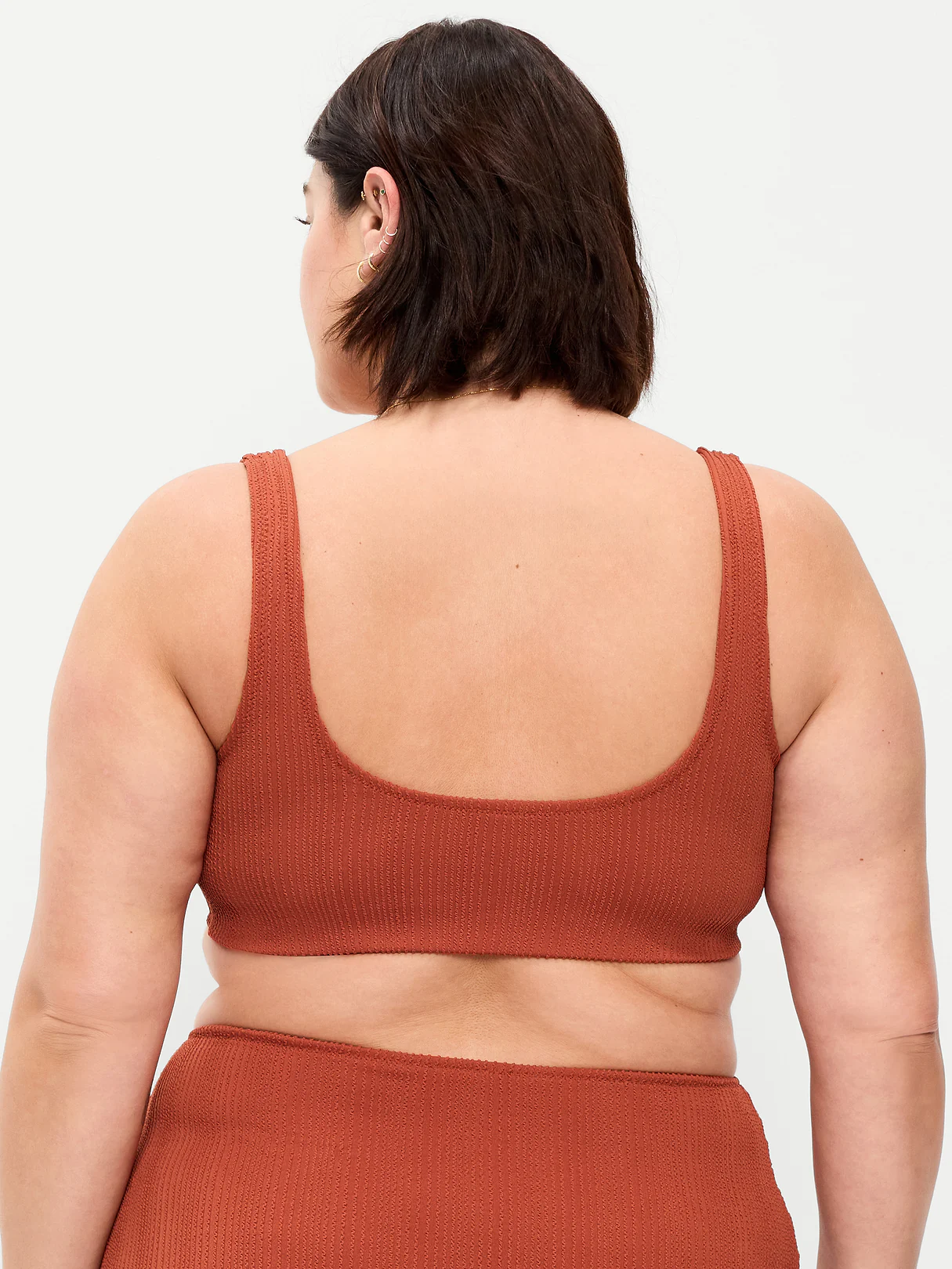 Ribbed Scoop-Neck Swim Top - Russet Moon