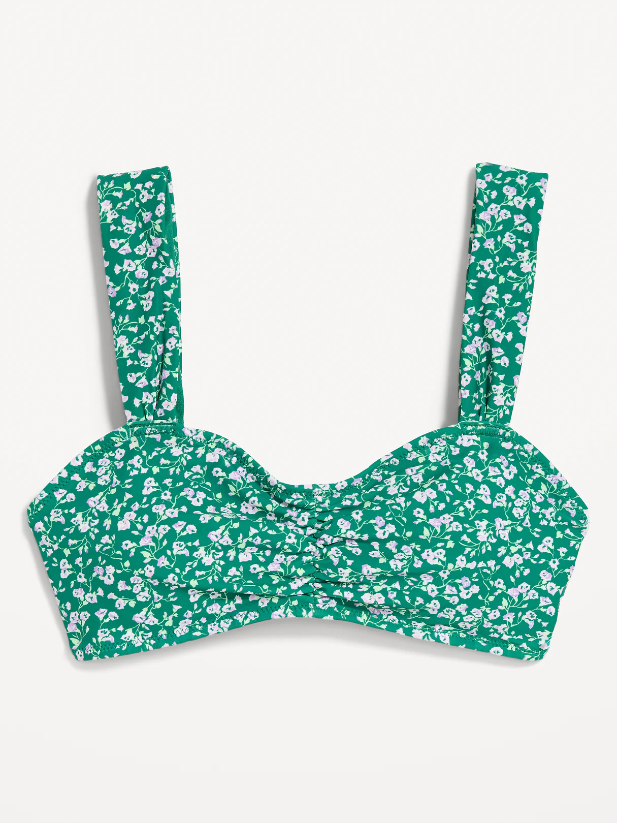 Cinched Swim Top - Green Floral
