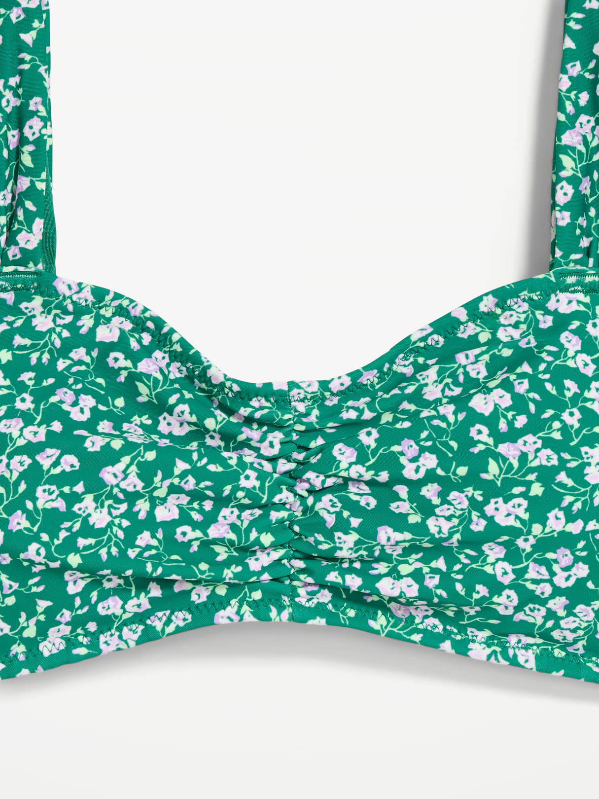 Cinched Swim Top - Green Floral