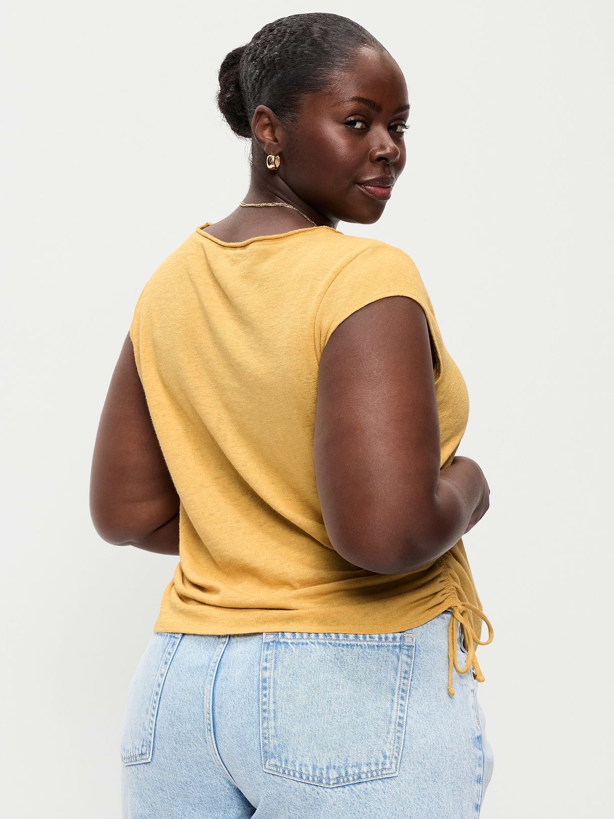 Cap-Sleeve Shirred Side Top - Sandstorm