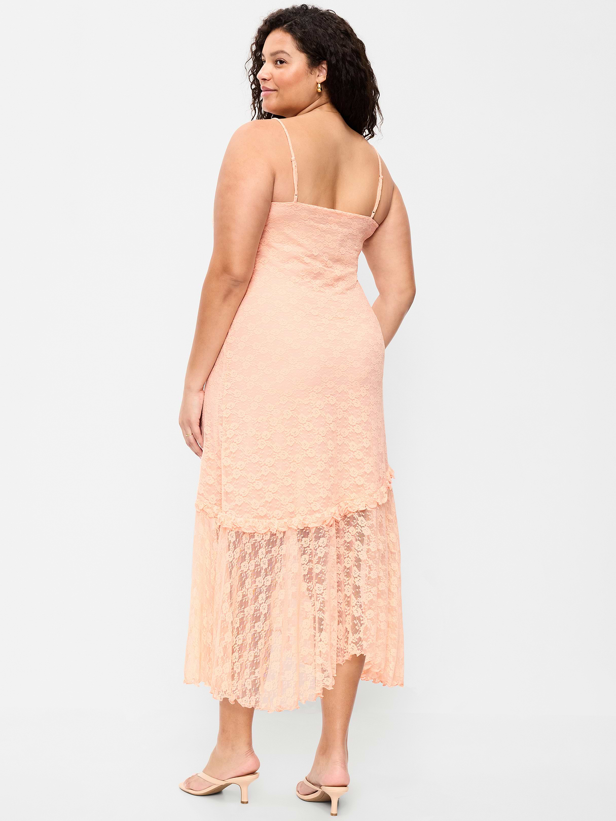 Fit & Flare Lace Midi Dress - Peach Gelato
