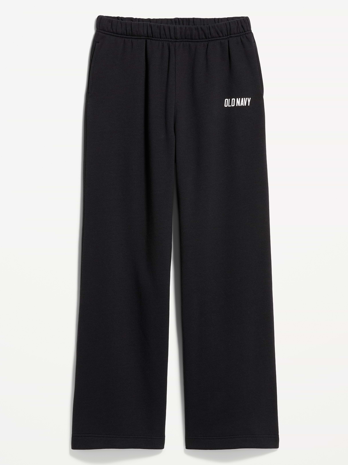 High-Waisted Fleece Wide-Leg Sweatpants - Black Jack