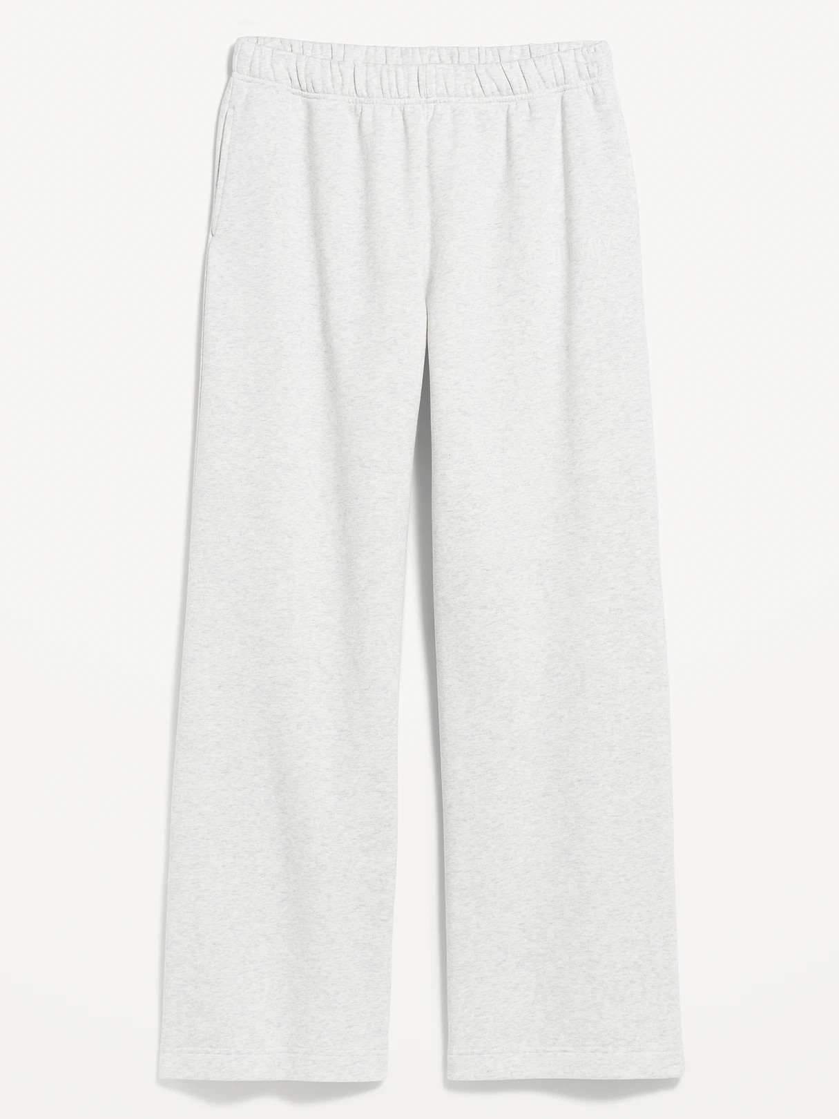 High-Waisted Fleece Wide-Leg Sweatpants - Light Gray Heather