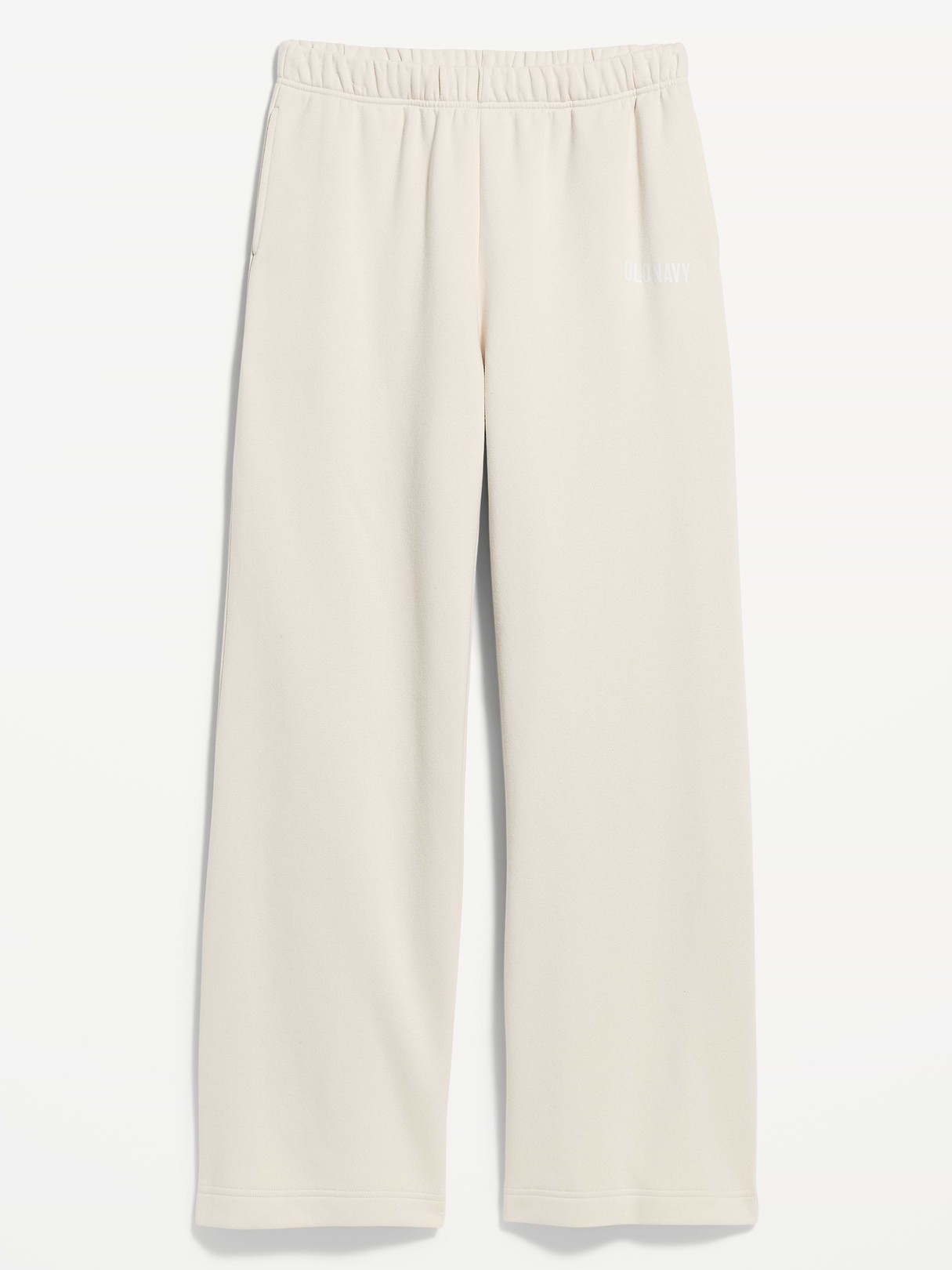 High-Waisted Fleece Wide-Leg Sweatpants - Wish Bone