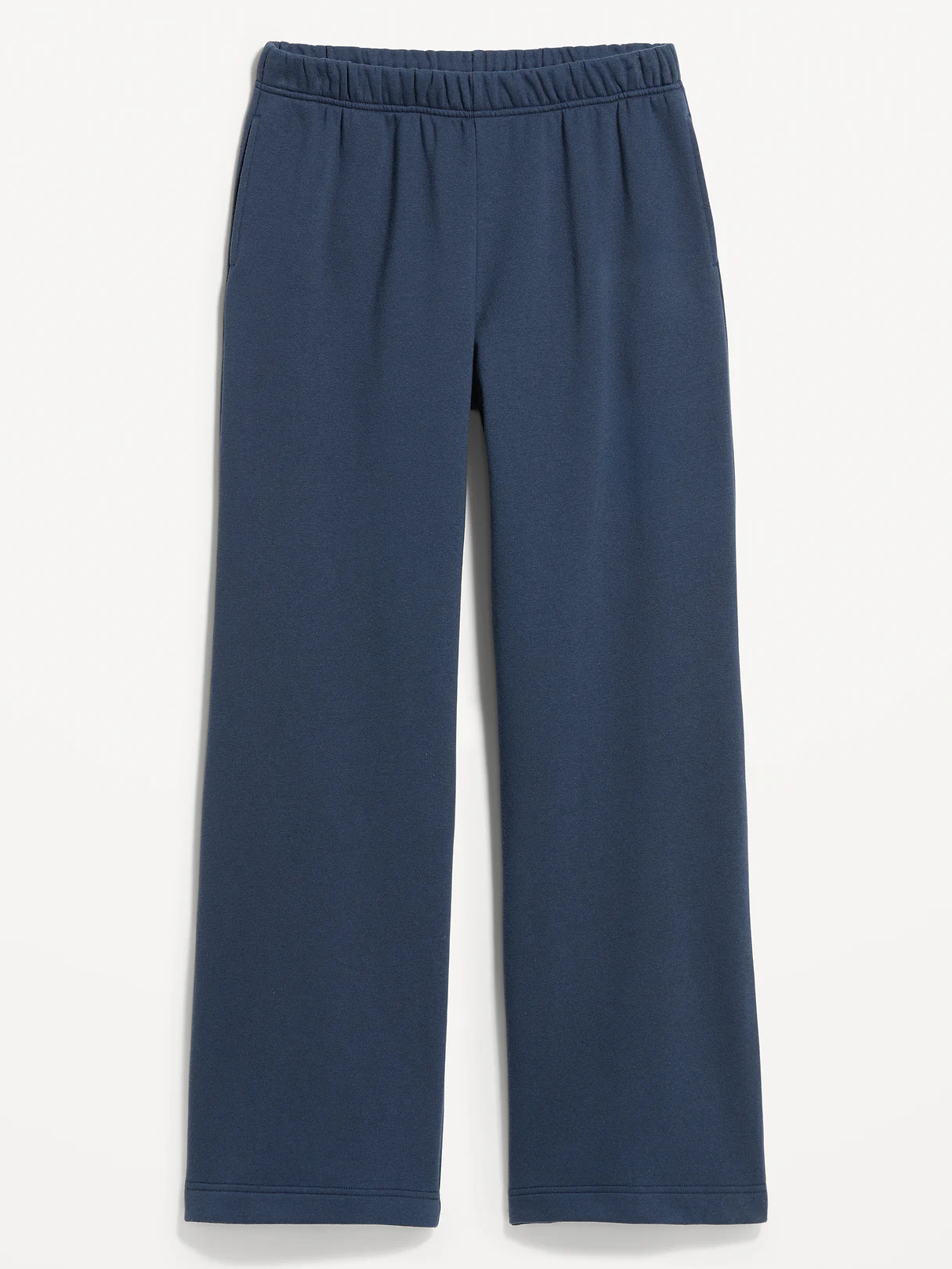 High-Waisted Fleece Wide-Leg Sweatpants - Dusk Navy