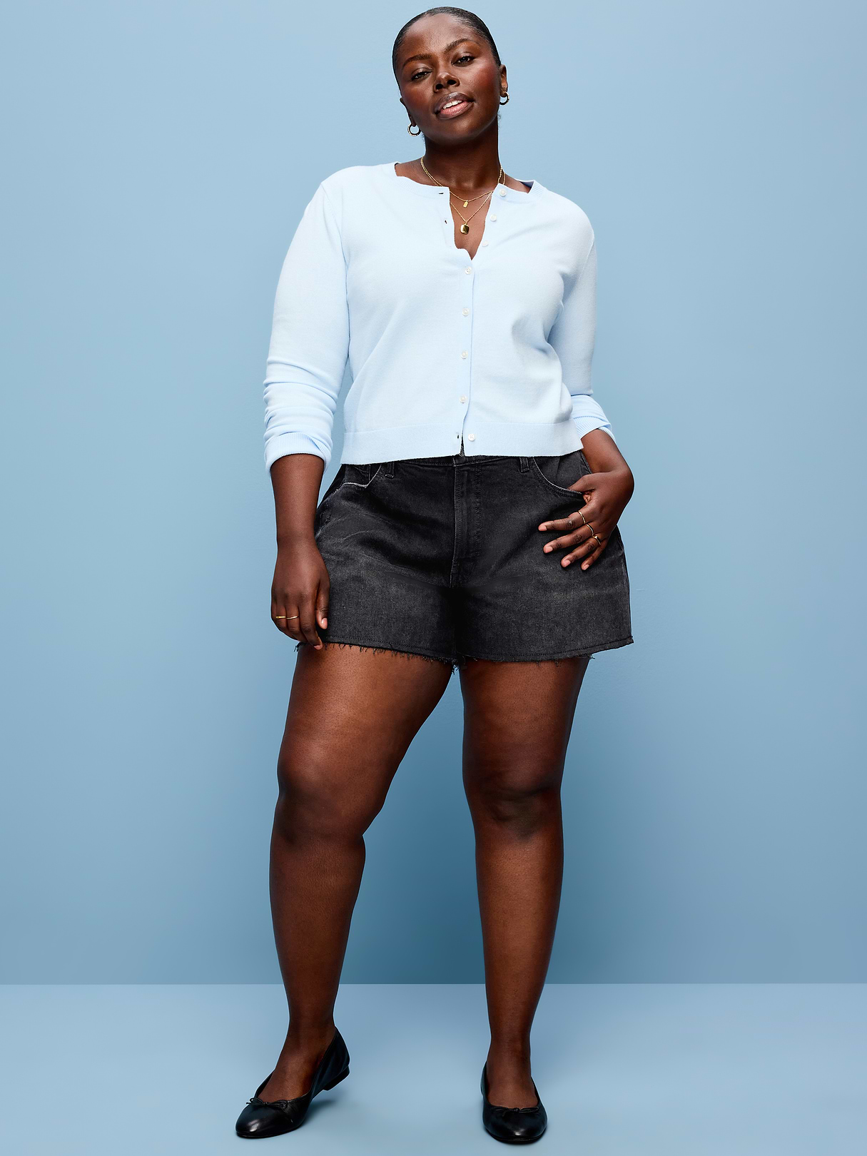 Curvy High-Waisted OG Jean Cut-Off Shorts -- 4-inch inseam - Panther