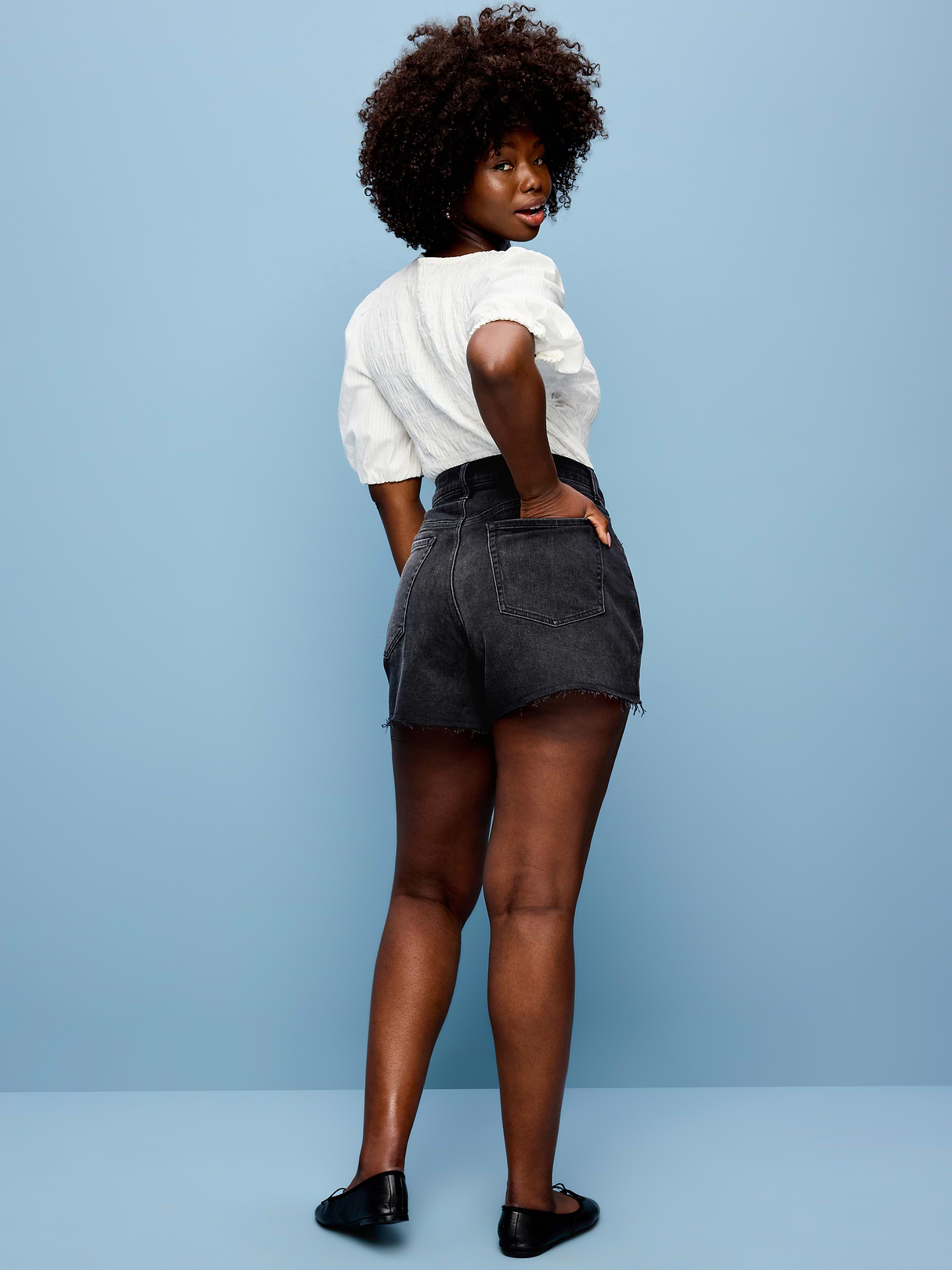 Curvy High-Waisted OG Jean Cut-Off Shorts -- 4-inch inseam - Panther