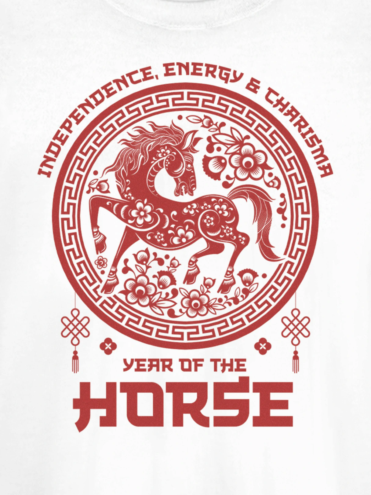 Year of the Horse  Short Sleeve Graphic T-Shirt - White