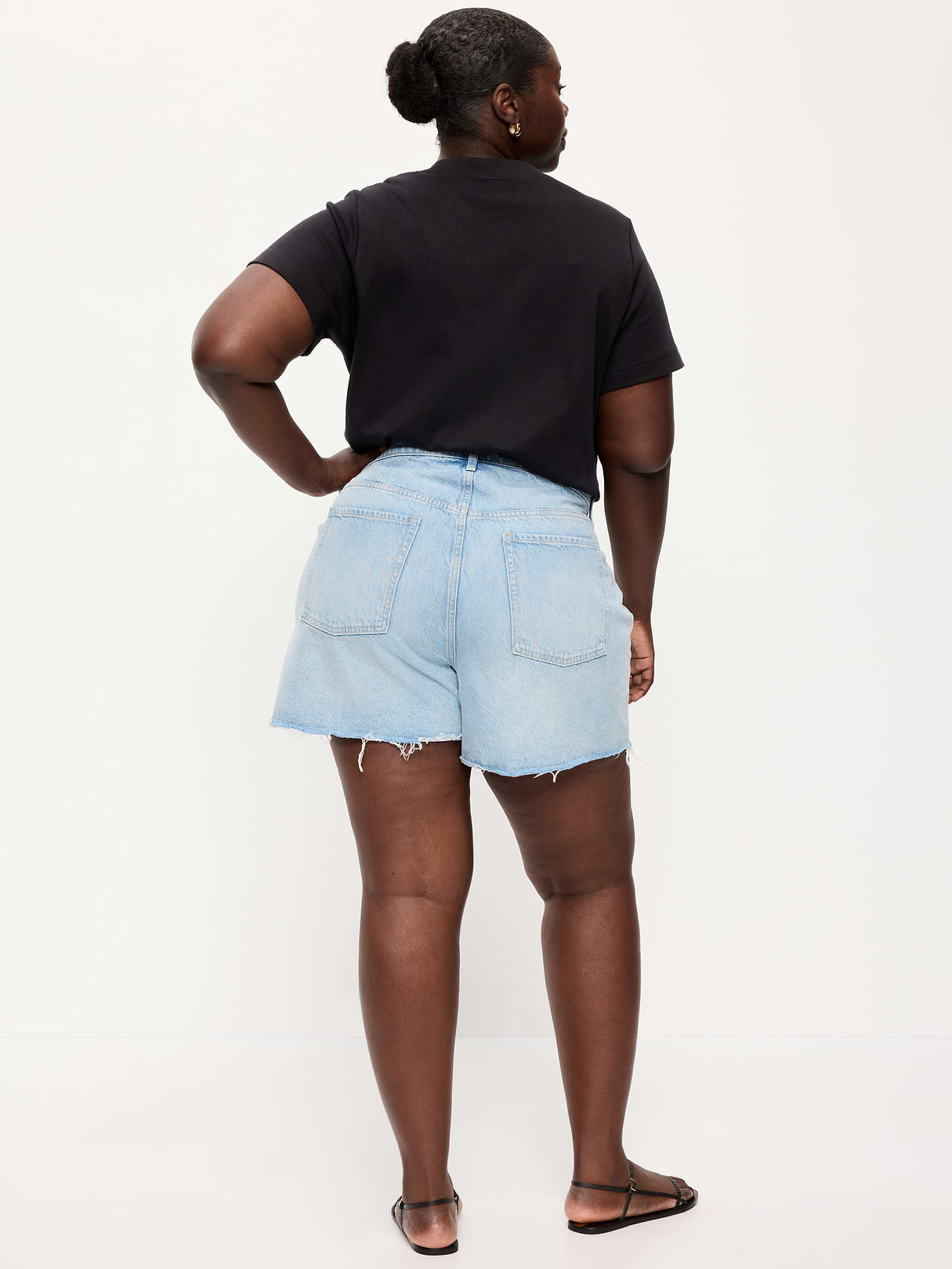 Curvy High-Waisted Baggy Jean Cut-Off Shorts -- 5-inch inseam - Aeriell