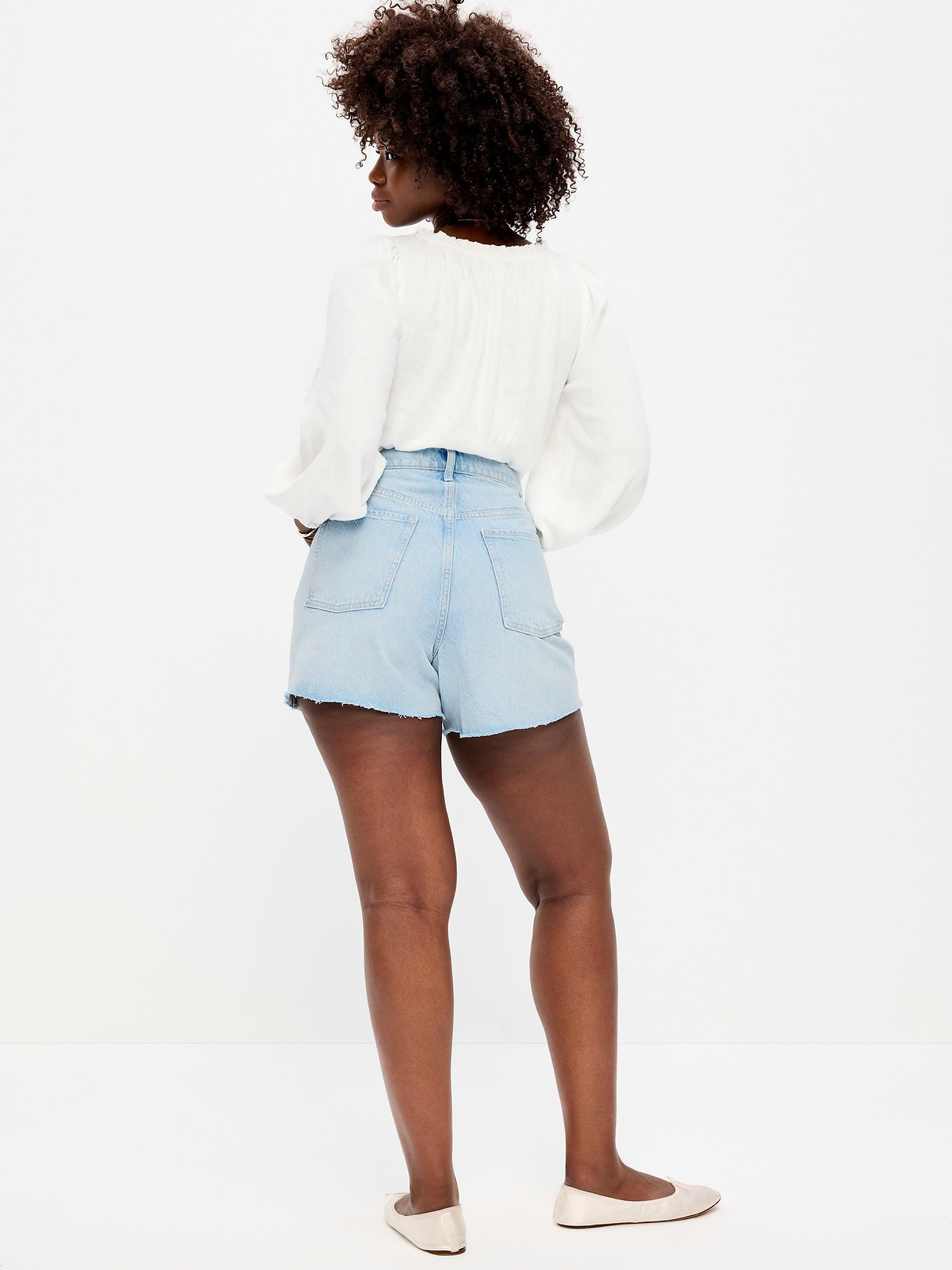 Curvy High-Waisted Baggy Jean Cut-Off Shorts -- 5-inch inseam - Aeriell