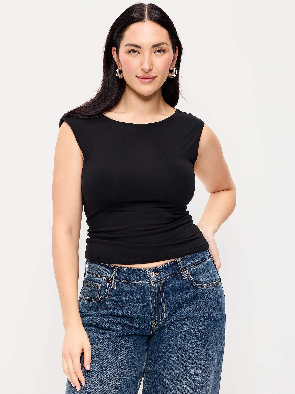 Cap-Sleeve Tie-Back Top - Black Jack