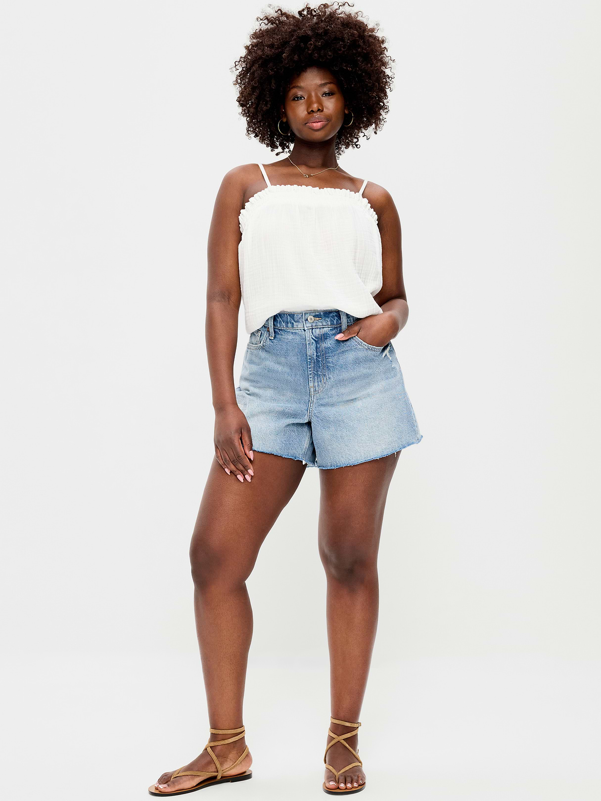 Curvy High-Waisted Baggy Jean Cut-Off Shorts -- 5-inch inseam - Riley Repair