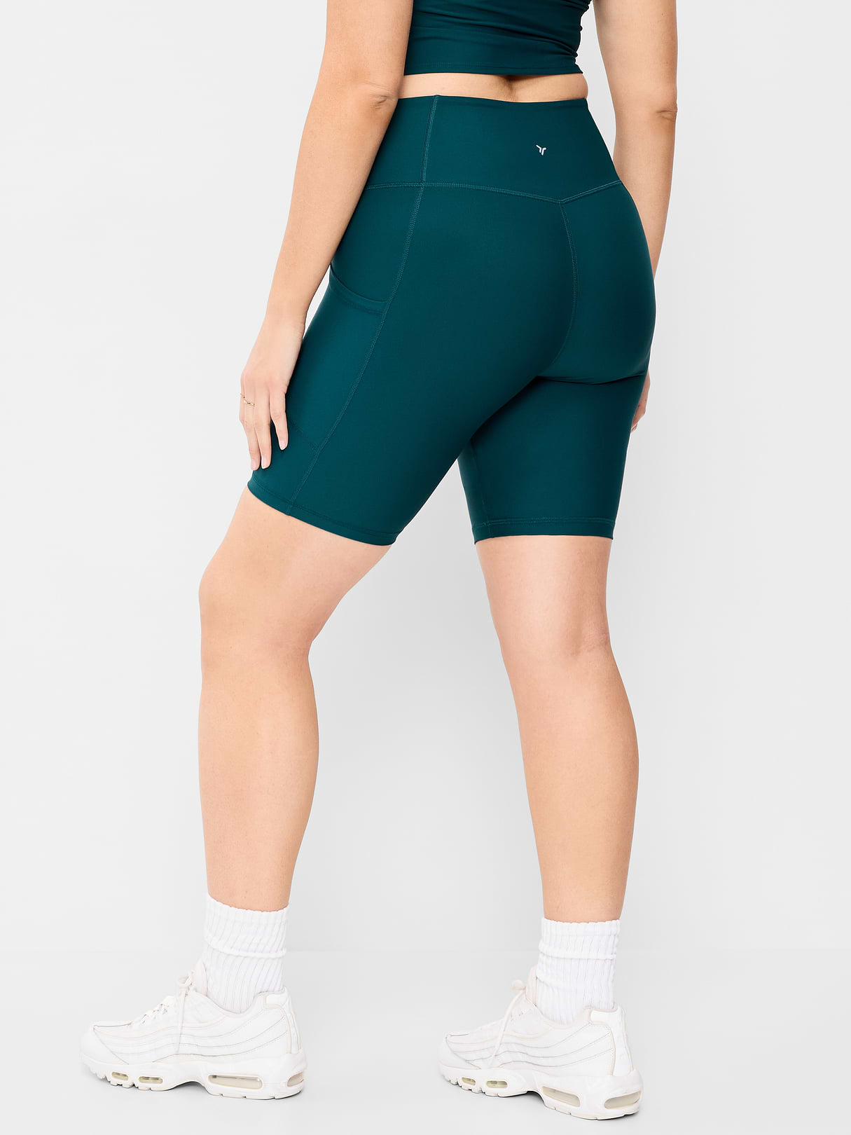 High-Waisted PowerSoft Biker Shorts -- 8-inch inseam - Jet Stream