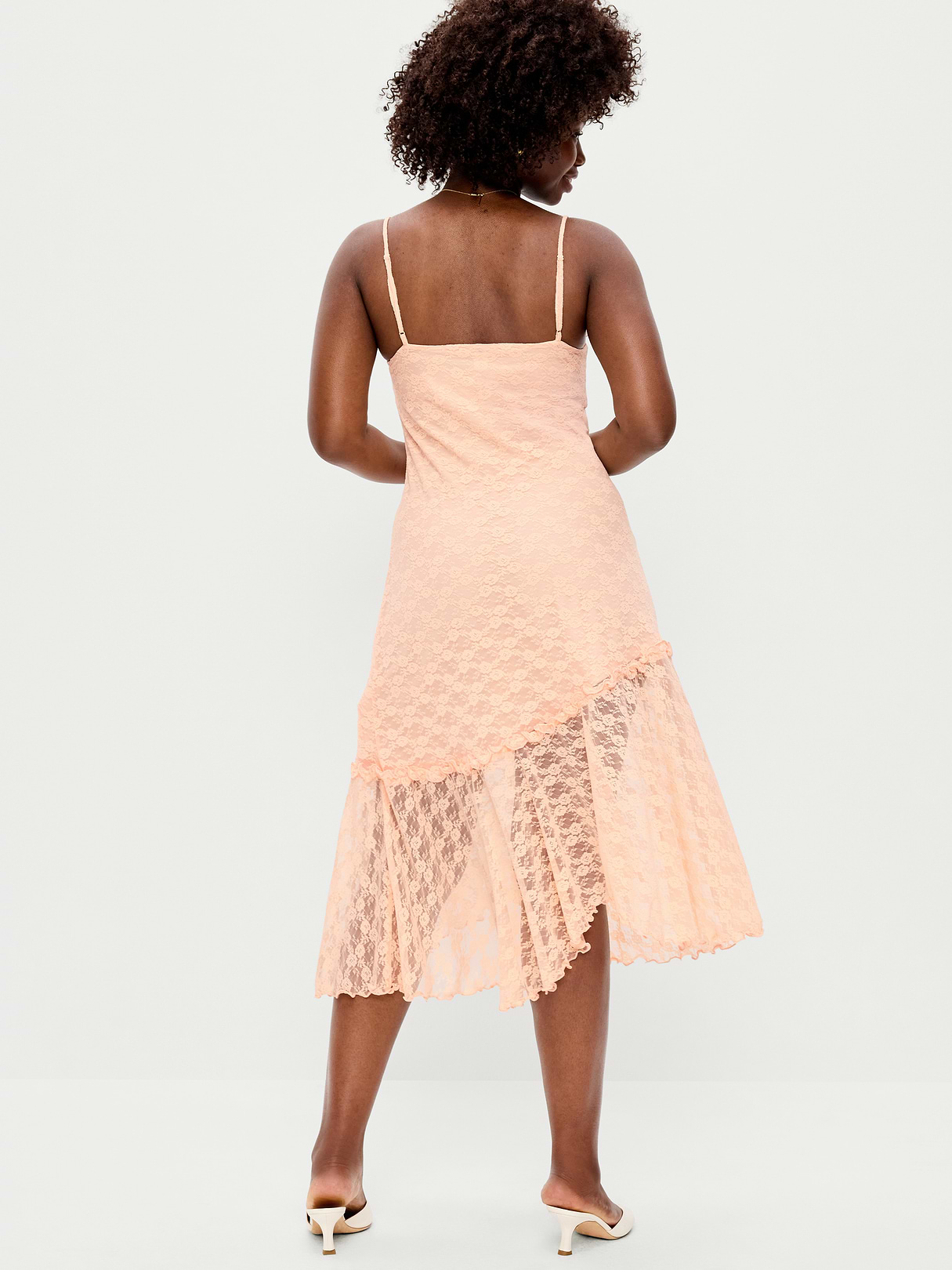Fit & Flare Lace Midi Dress - Peach Gelato
