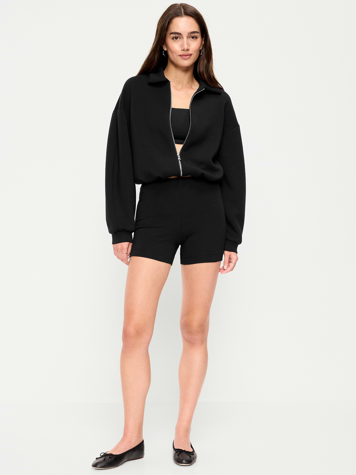 High-Waisted Jersey Biker Shorts -- 4-inch inseam - Black Jack