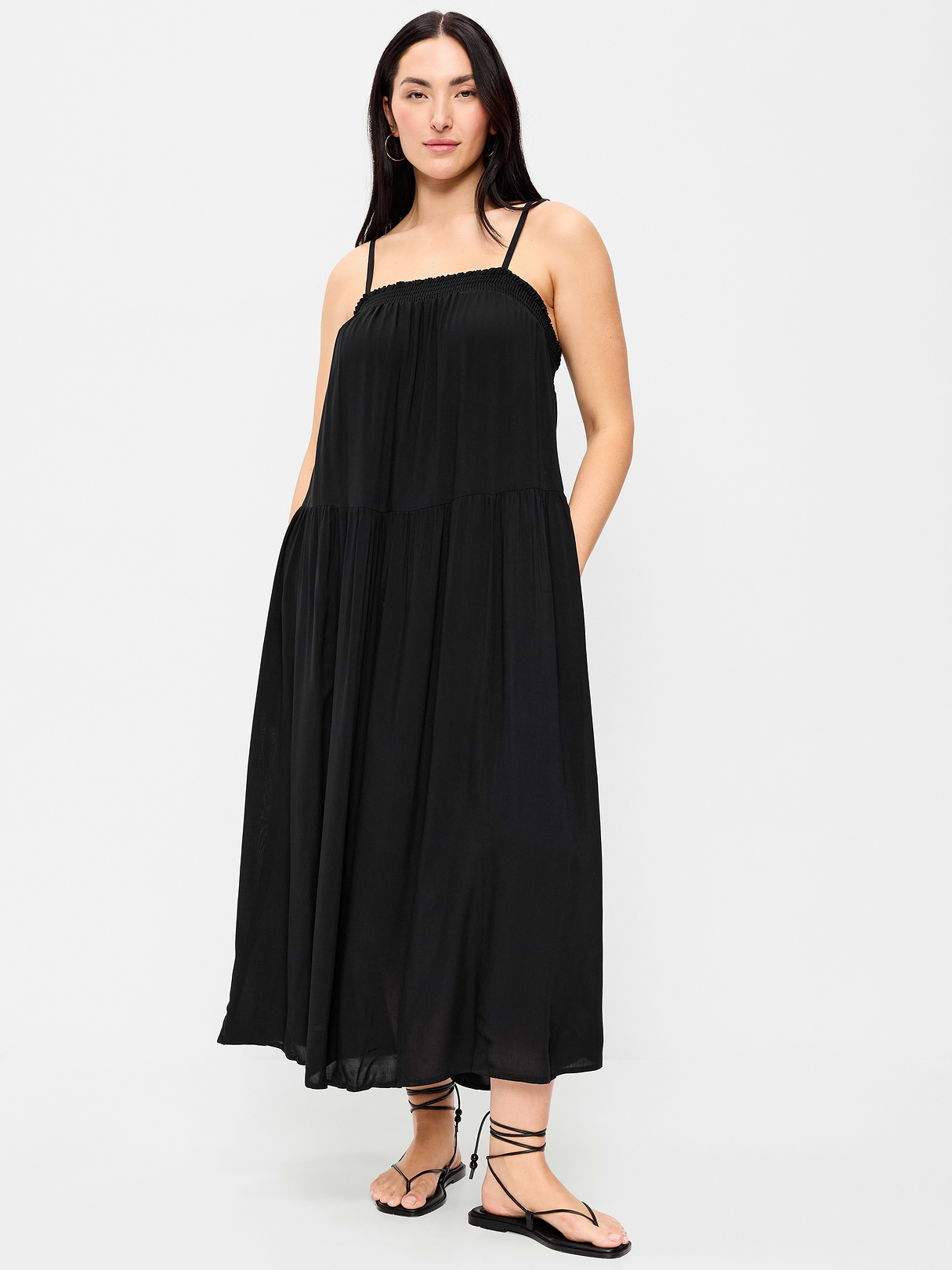 Airy Smocked Maxi Dress - Black Jack
