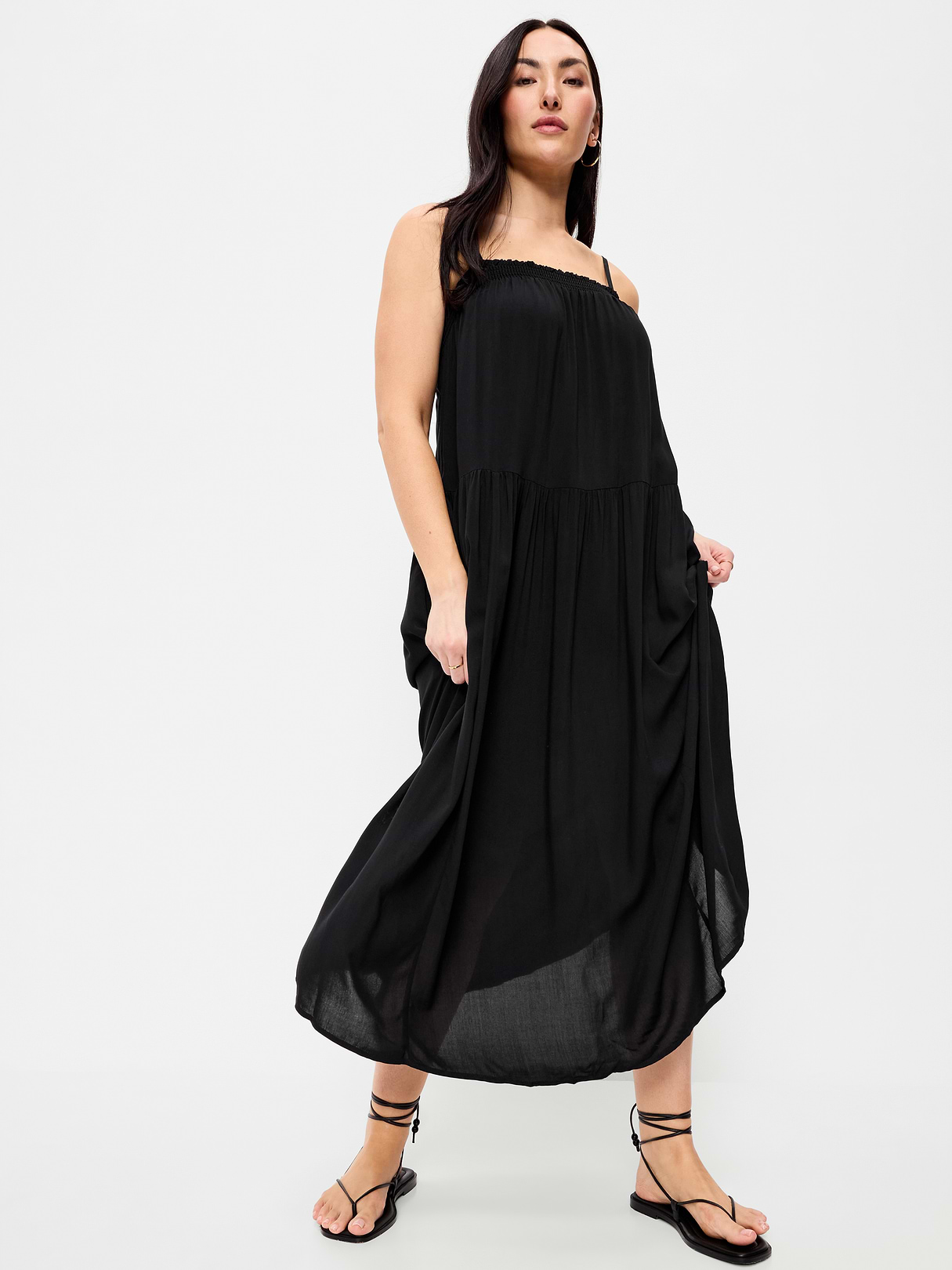 Airy Smocked Maxi Dress - Black Jack