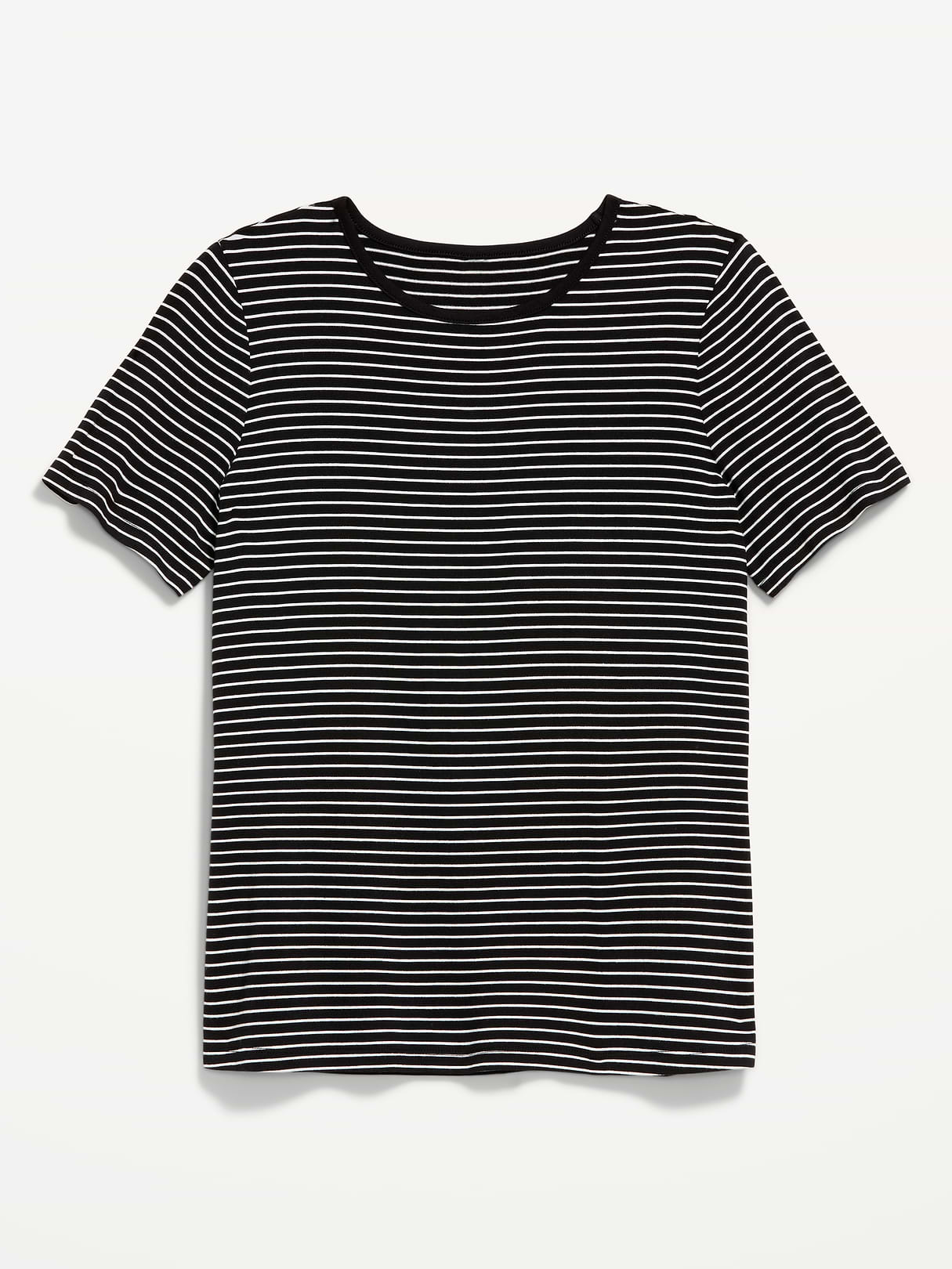 Luxe Crew-Neck T-Shirt - Black/White Stripe