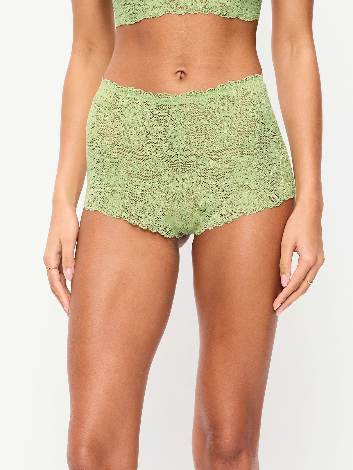 Lace Boyshort Underwear - Dandelion Leaf