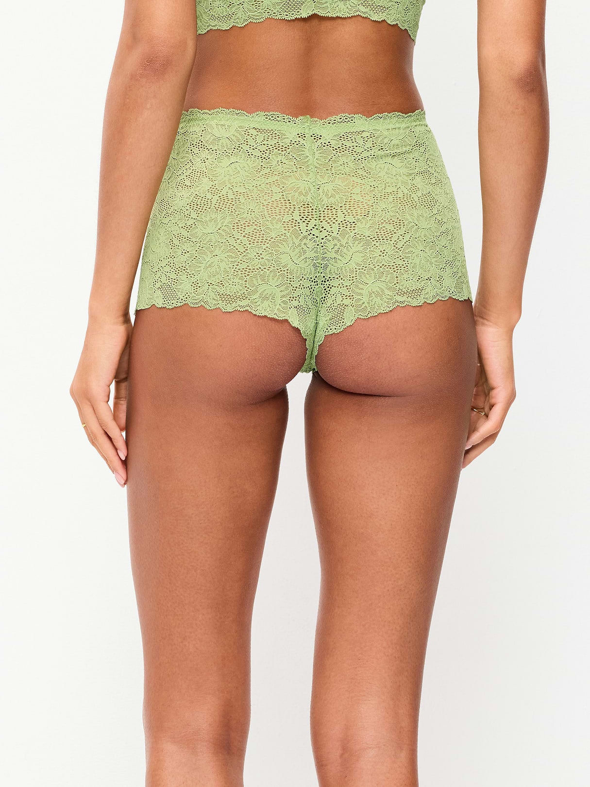 Lace Boyshort Underwear - Dandelion Leaf