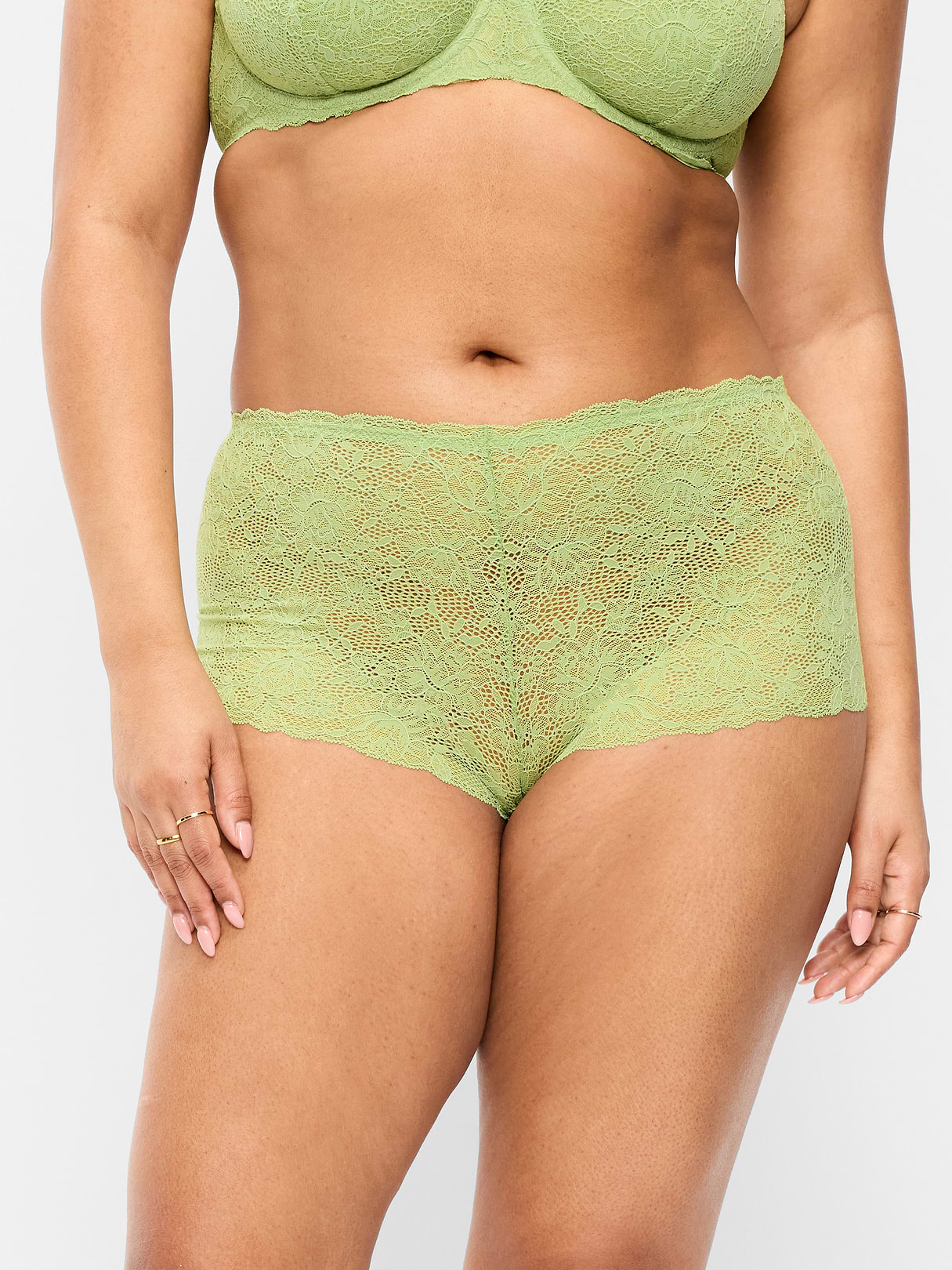 Lace Boyshort Underwear - Dandelion Leaf