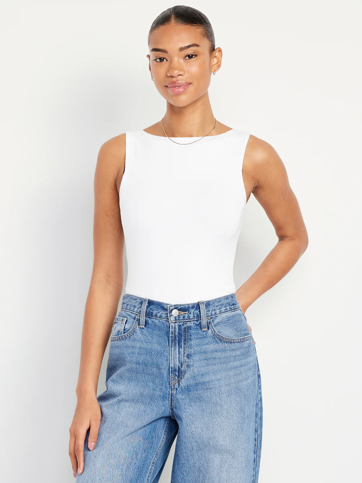 Hug Double-Layer Boatneck Top - Calla Lilies
