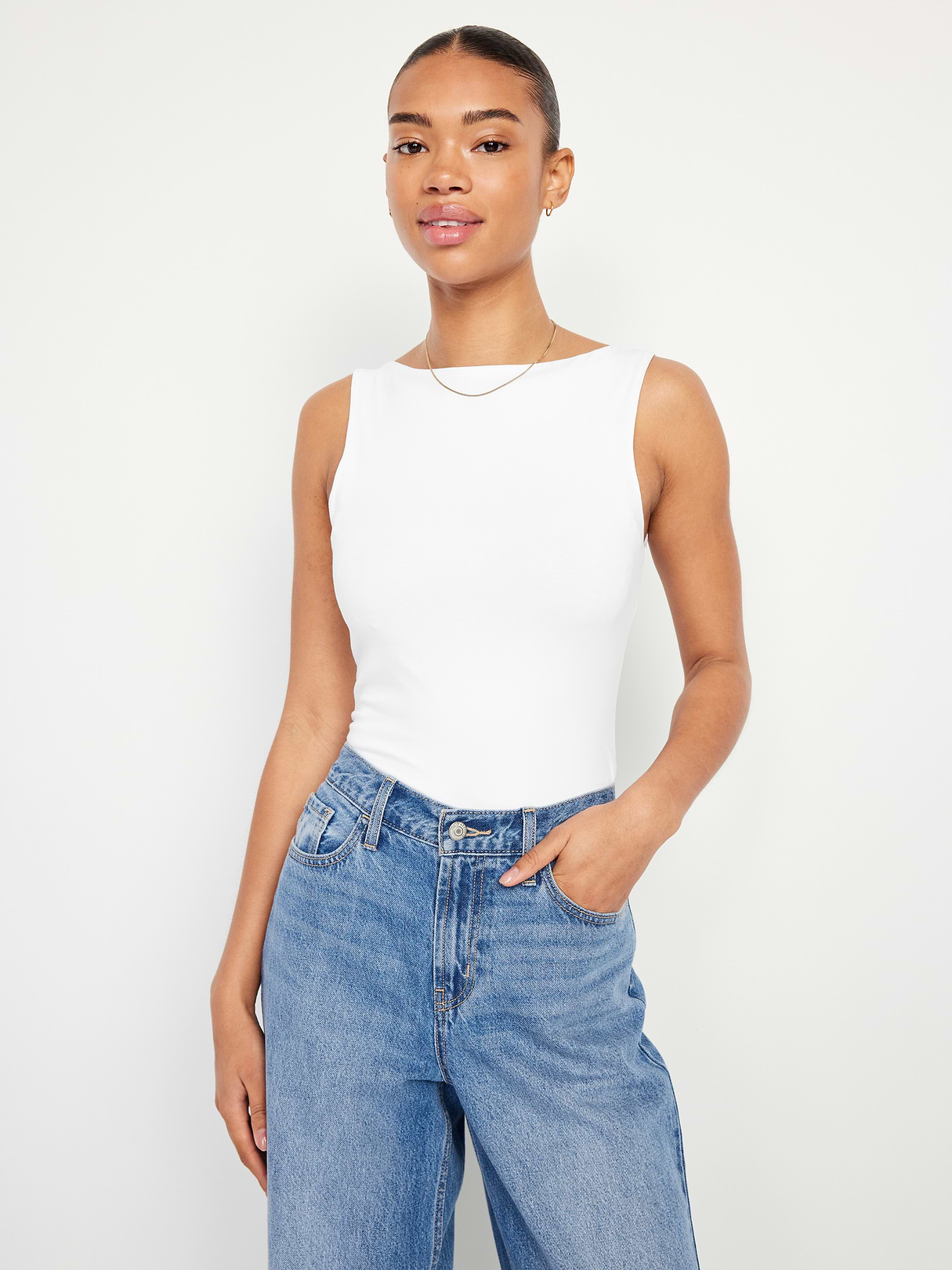Hug Double-Layer Boatneck Top - Calla Lilies