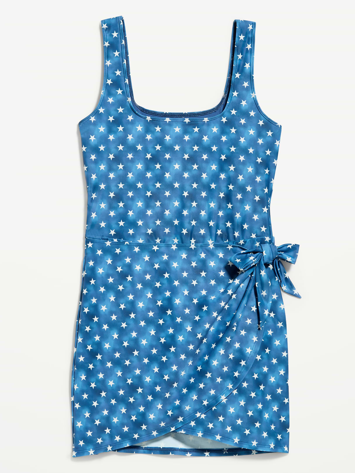Pique Side-Tie Swim Dress - Stars